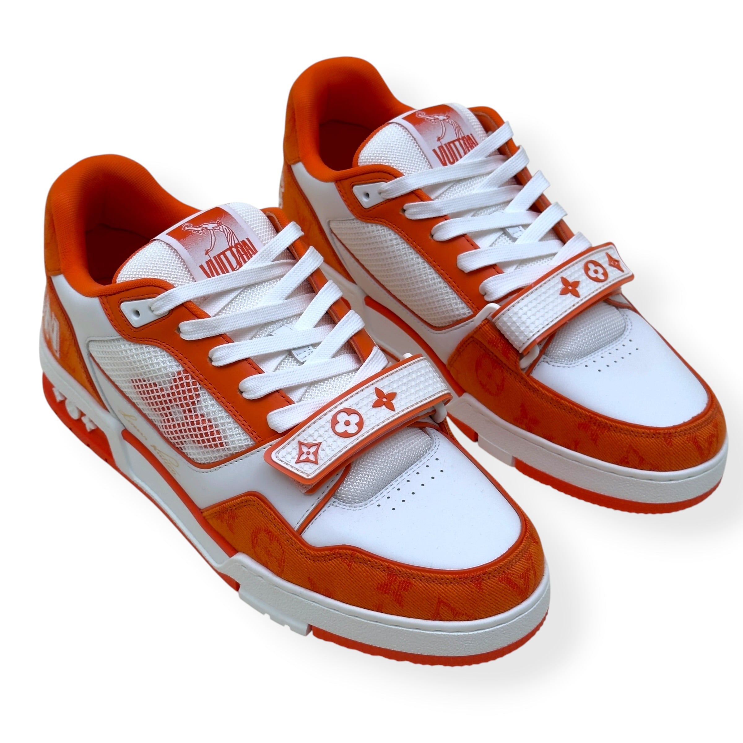 LOUIS VUITTON LV TRAINER MONOGRAM SNEAKER ORANGE / WHITE UK9