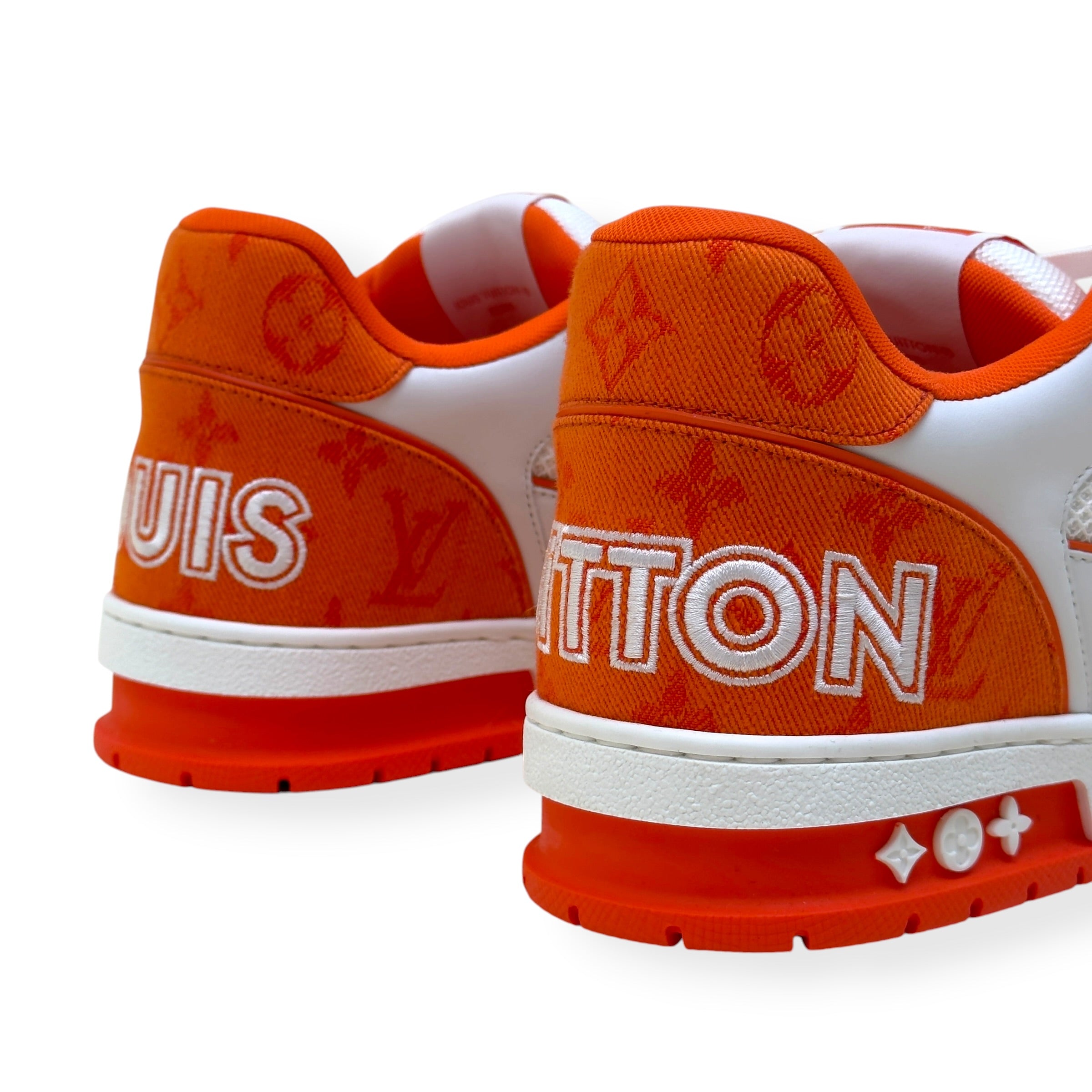 LOUIS VUITTON LV TRAINER MONOGRAM SNEAKER ORANGE / WHITE UK9