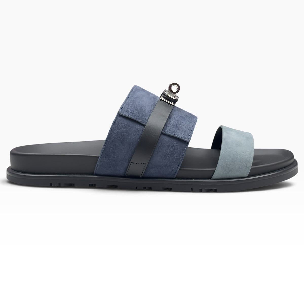 HERMES JACKSON SUEDE / LEATHER SANDALS NAVY BLEU / NOIR 44.5 / UK10.5