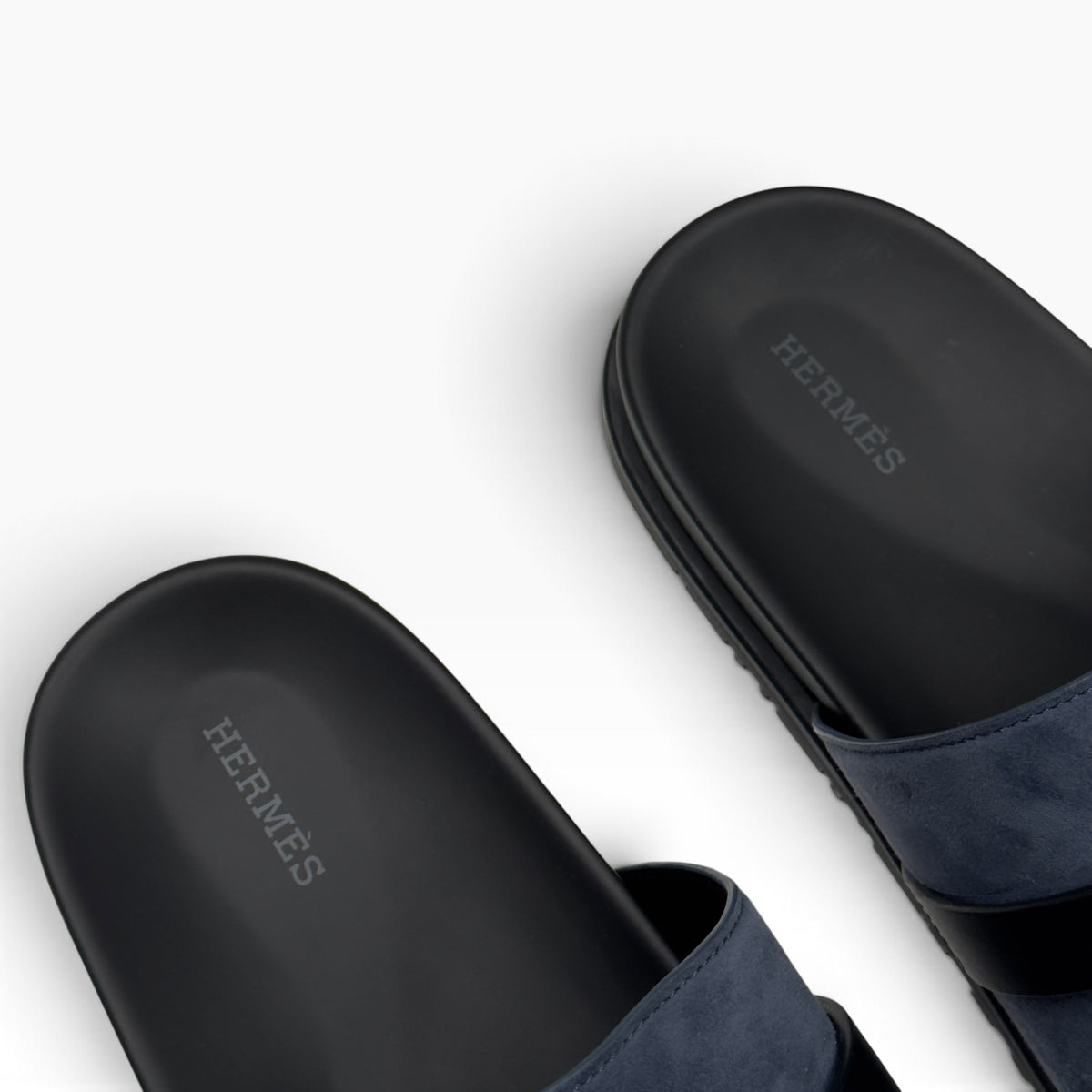 HERMES JACKSON SUEDE / LEATHER SANDALS NAVY BLEU / NOIR 44.5 / UK10.5
