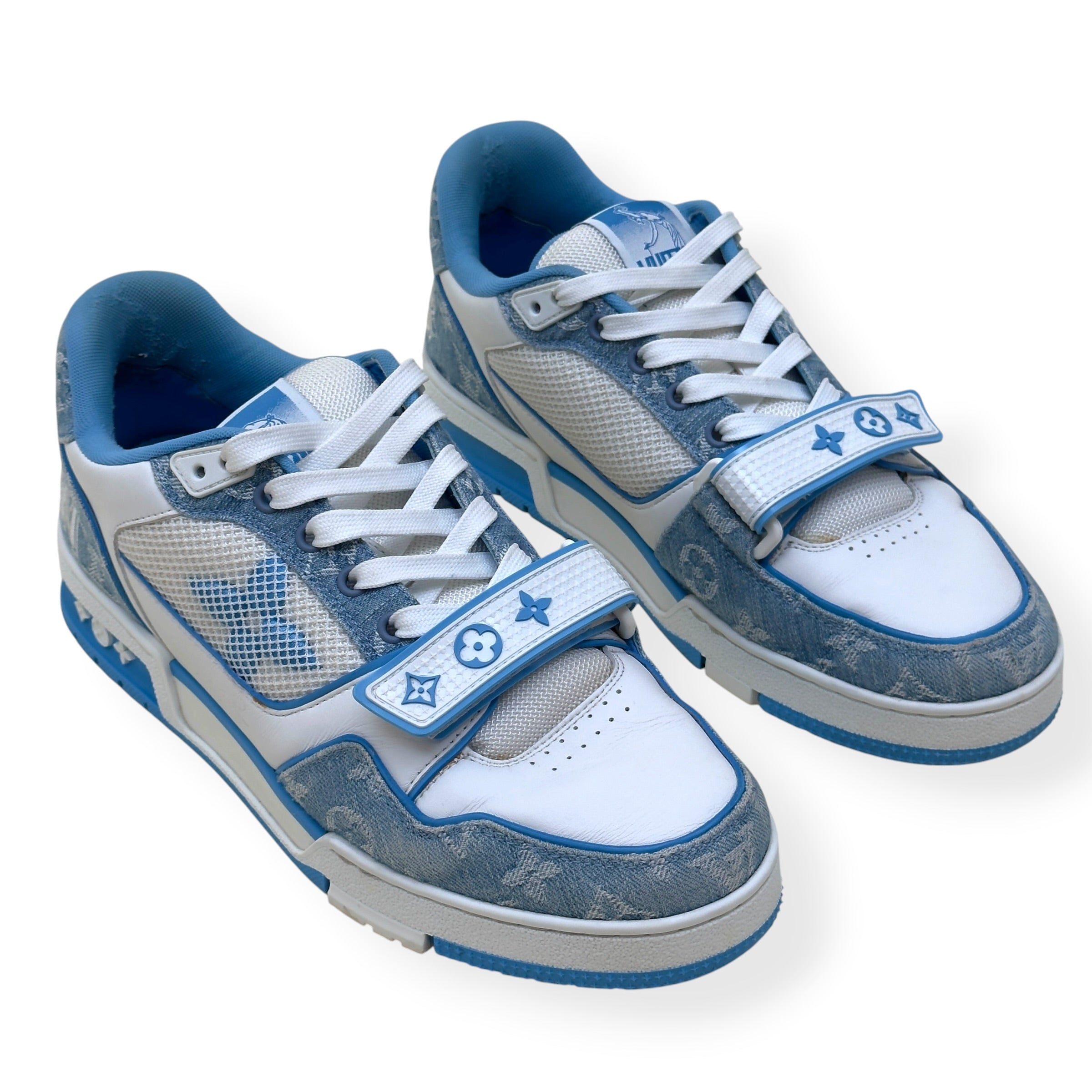 LOUIS VUITTON LV TRAINER MONOGRAM DENIM SNEAKER BLUE / WHITE UK7.5