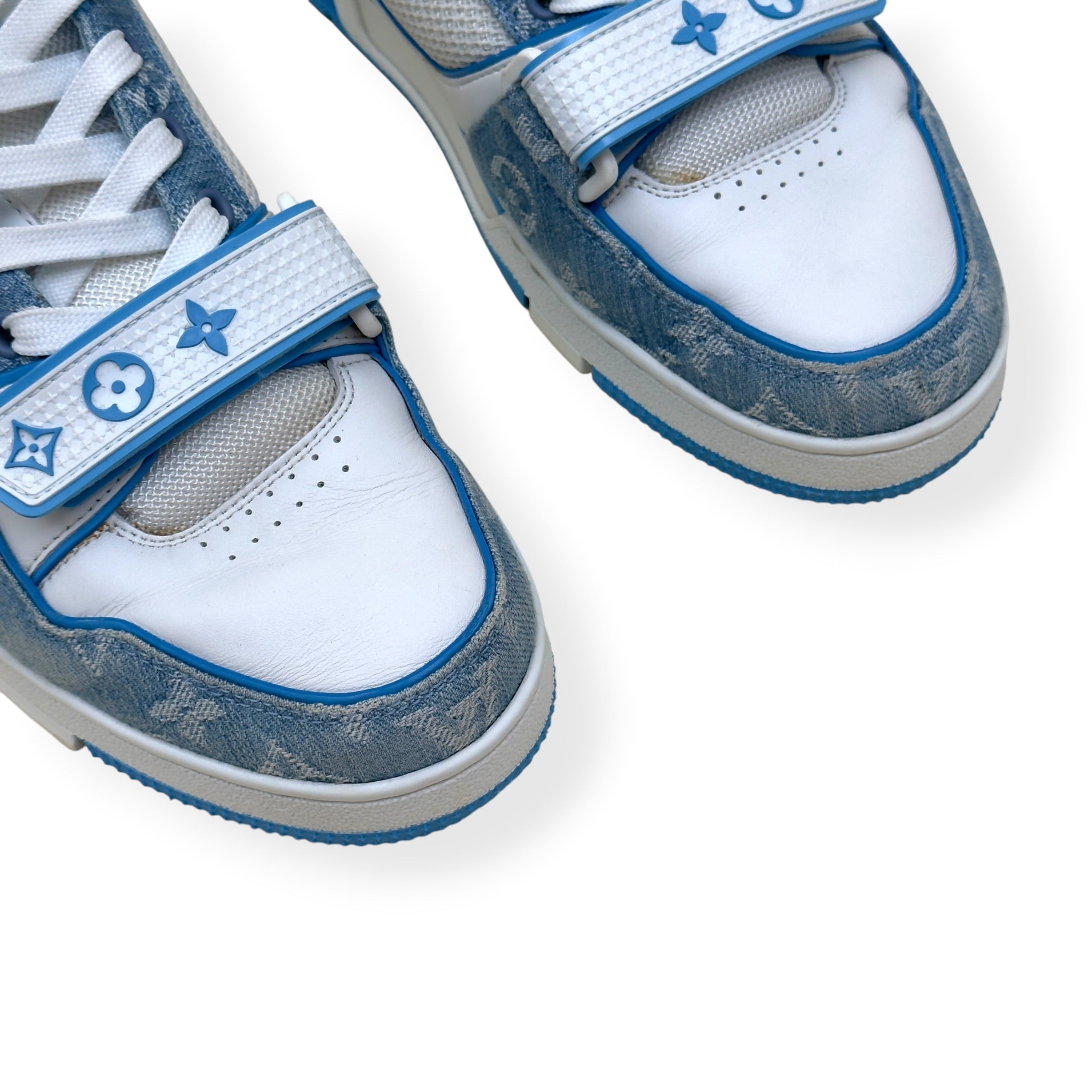 LOUIS VUITTON LV TRAINER MONOGRAM DENIM SNEAKER BLUE / WHITE UK7.5