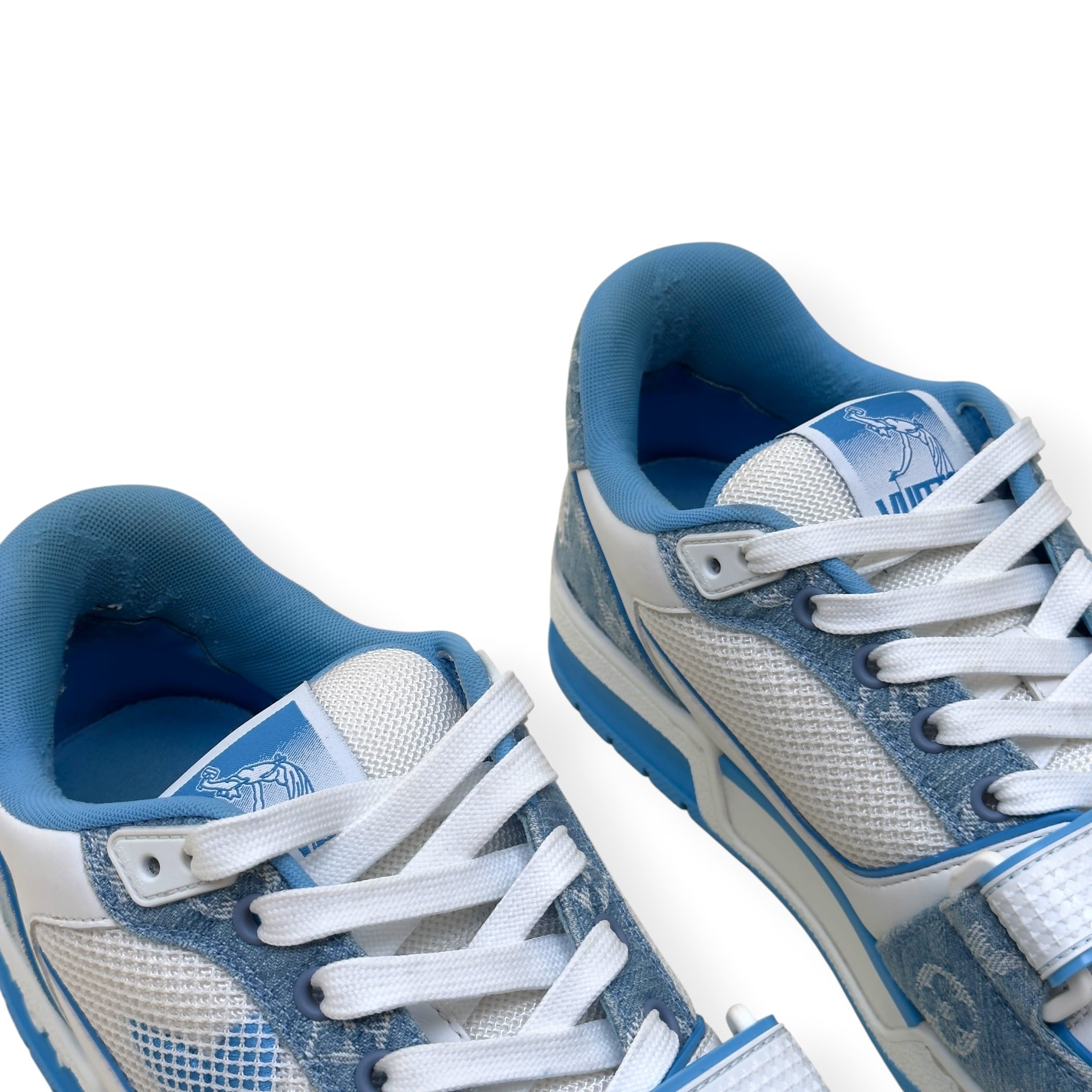 LOUIS VUITTON LV TRAINER MONOGRAM DENIM SNEAKER BLUE / WHITE UK7.5