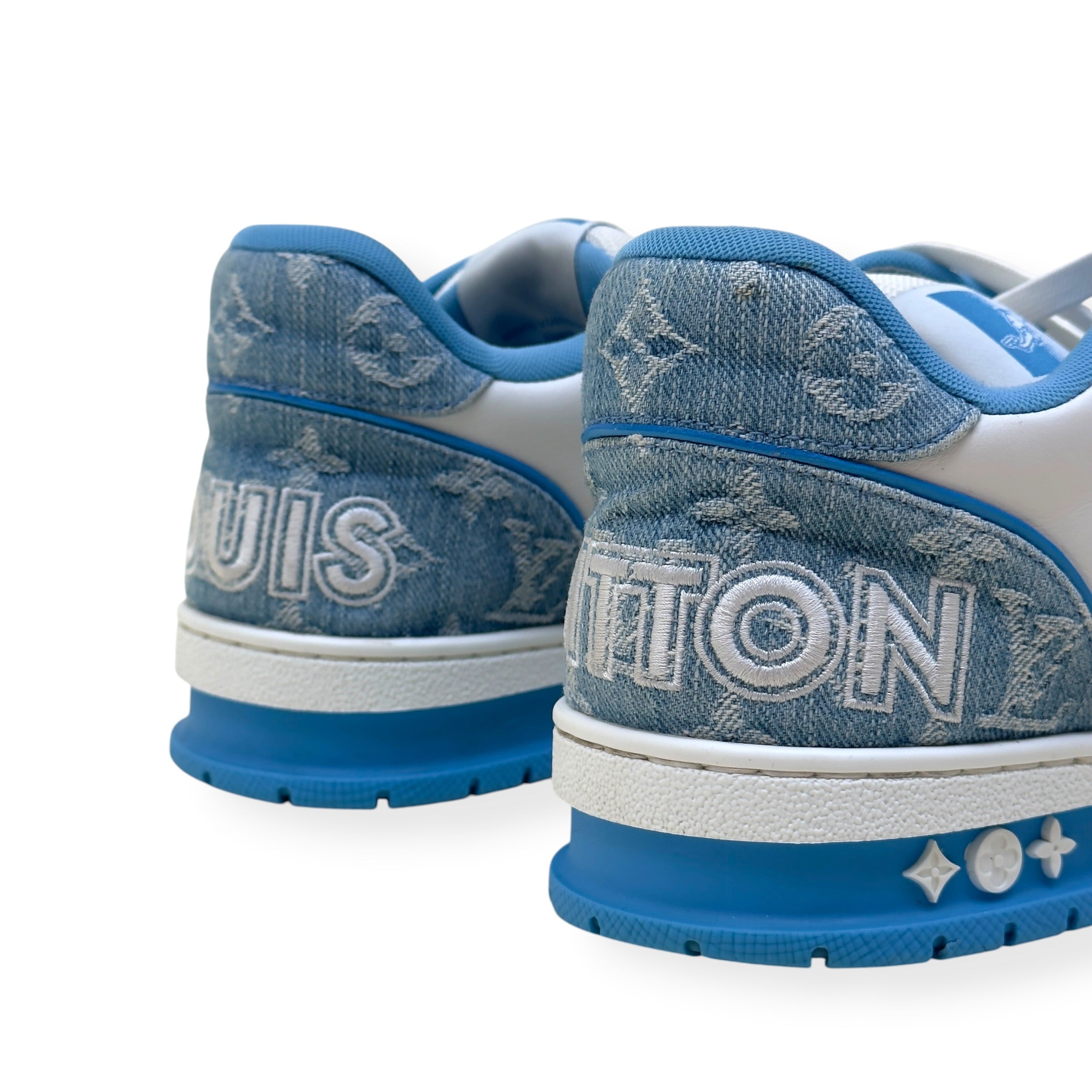LOUIS VUITTON LV TRAINER MONOGRAM DENIM SNEAKER BLUE / WHITE UK7.5