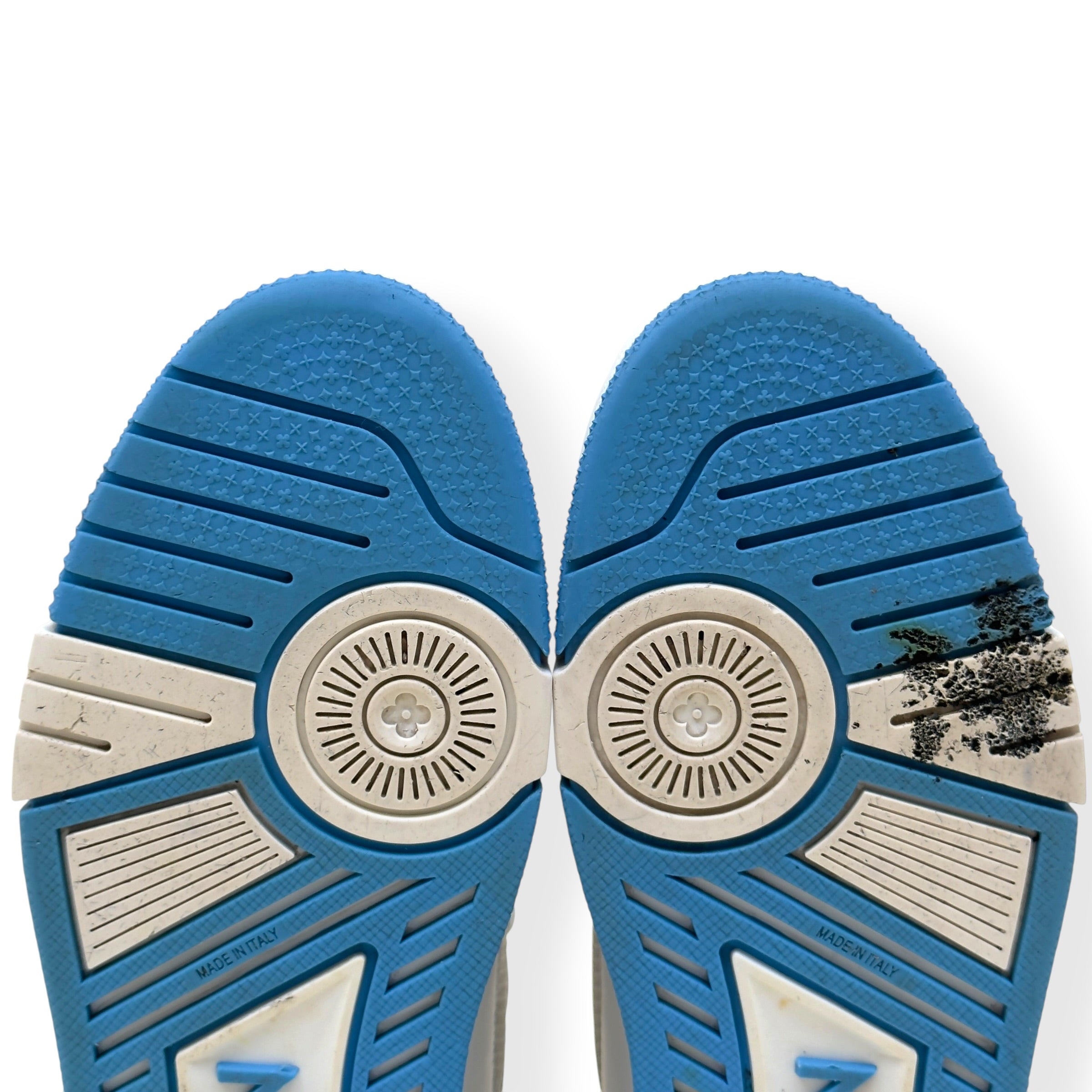 LOUIS VUITTON LV TRAINER MONOGRAM DENIM SNEAKER BLUE / WHITE UK7.5