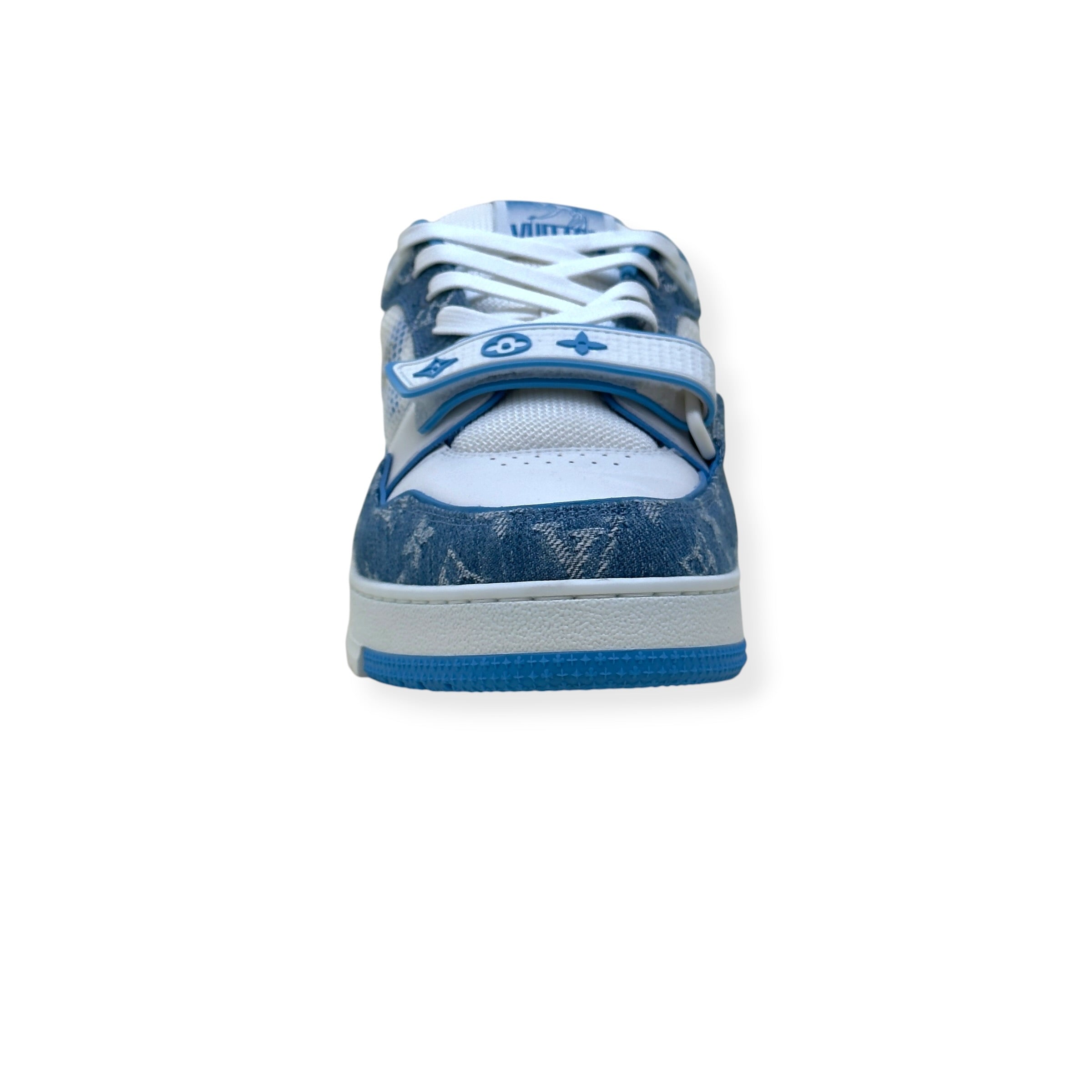 LOUIS VUITTON LV TRAINER MONOGRAM DENIM SNEAKER BLUE / WHITE UK9.5