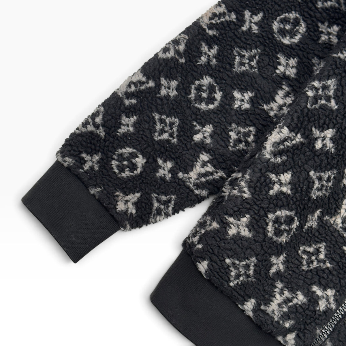 LOUIS VUITTON MONOGRAM JACQUARD FLEECE ZIP-UP JACKET BLACK / GREY M