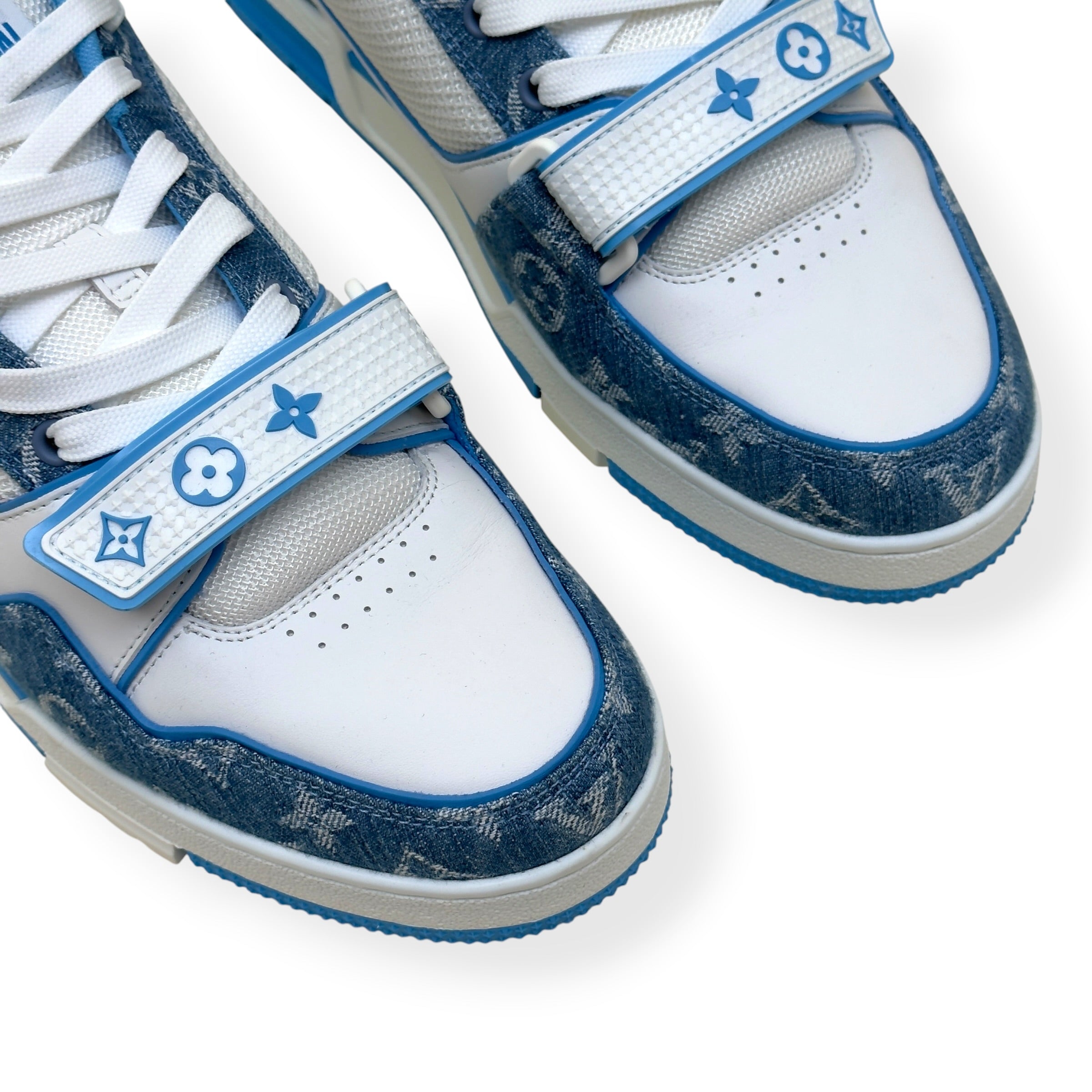 LOUIS VUITTON LV TRAINER MONOGRAM DENIM SNEAKER BLUE / WHITE UK9.5