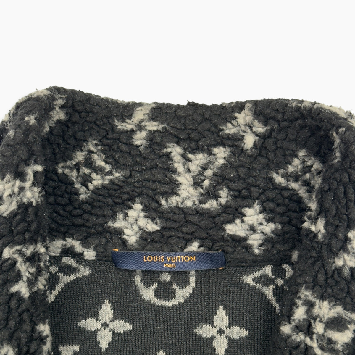 LOUIS VUITTON MONOGRAM JACQUARD FLEECE ZIP-UP JACKET BLACK / GREY M