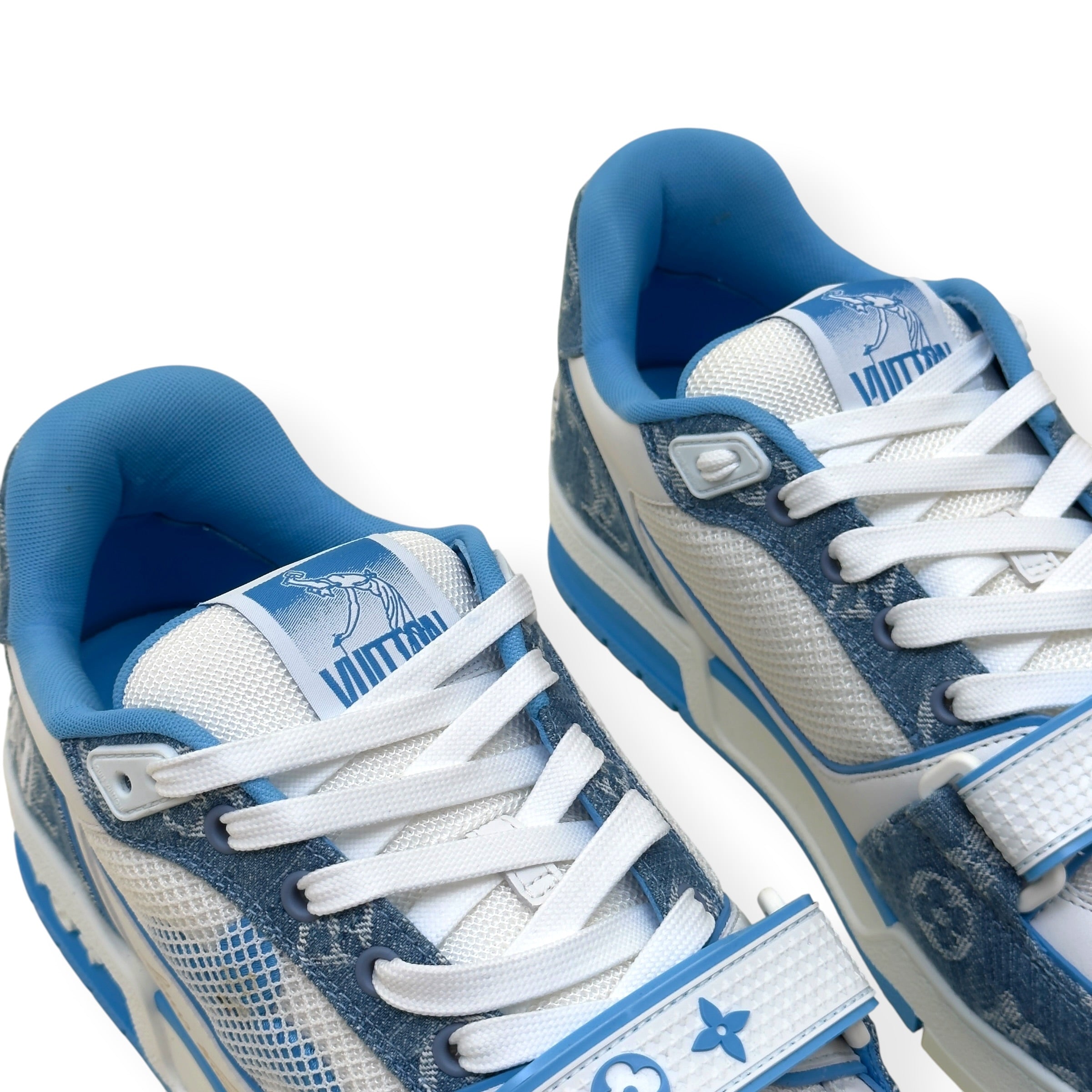 LOUIS VUITTON LV TRAINER MONOGRAM DENIM SNEAKER BLUE / WHITE UK9.5