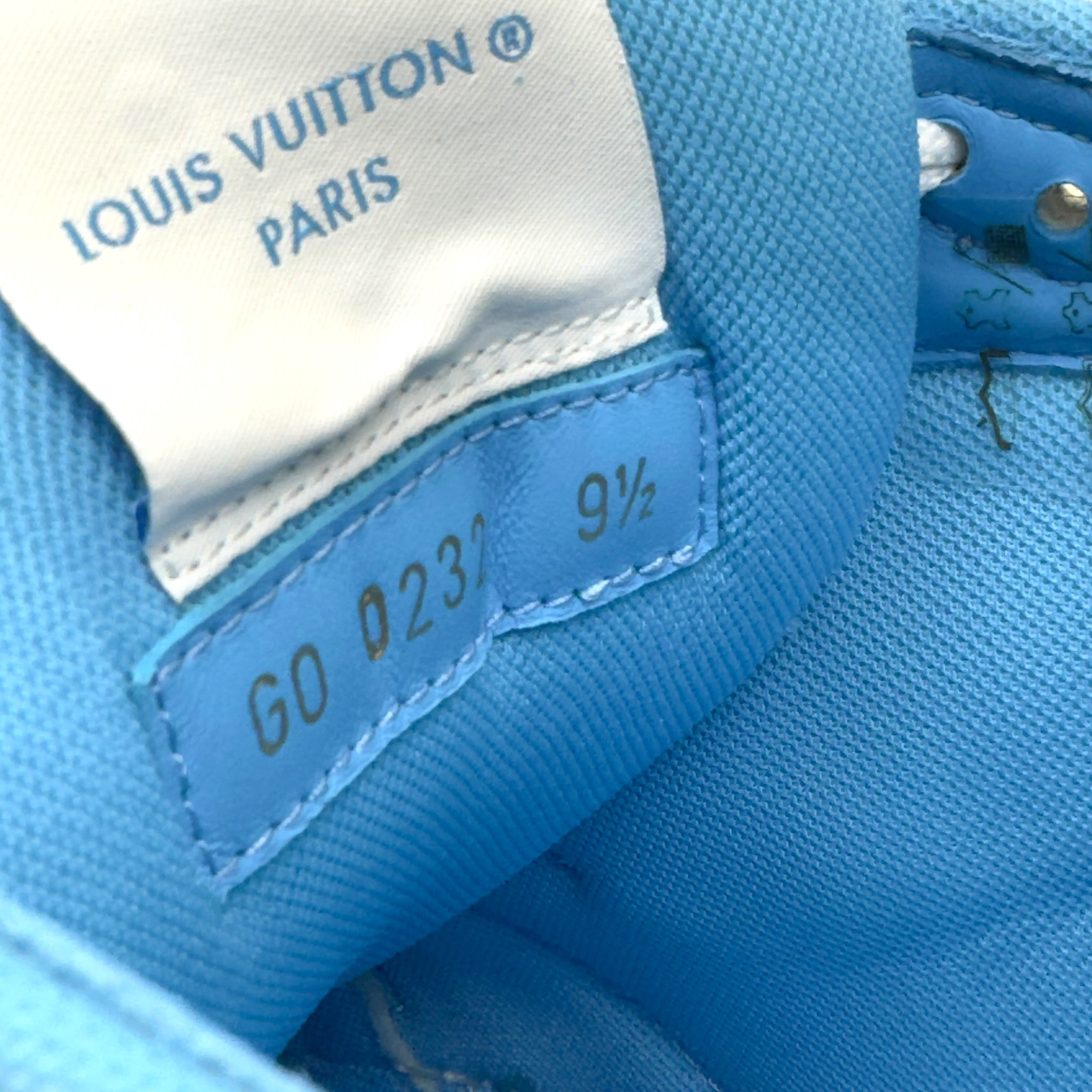 LOUIS VUITTON LV TRAINER MONOGRAM DENIM SNEAKER BLUE / WHITE UK9.5