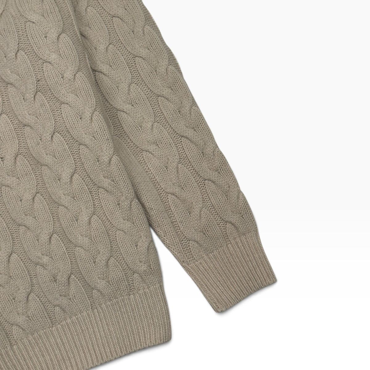 THOM SWEENEY MERINO WOOL / SILK CABLE KNIT ROLL NECK JUMPER CREAM M