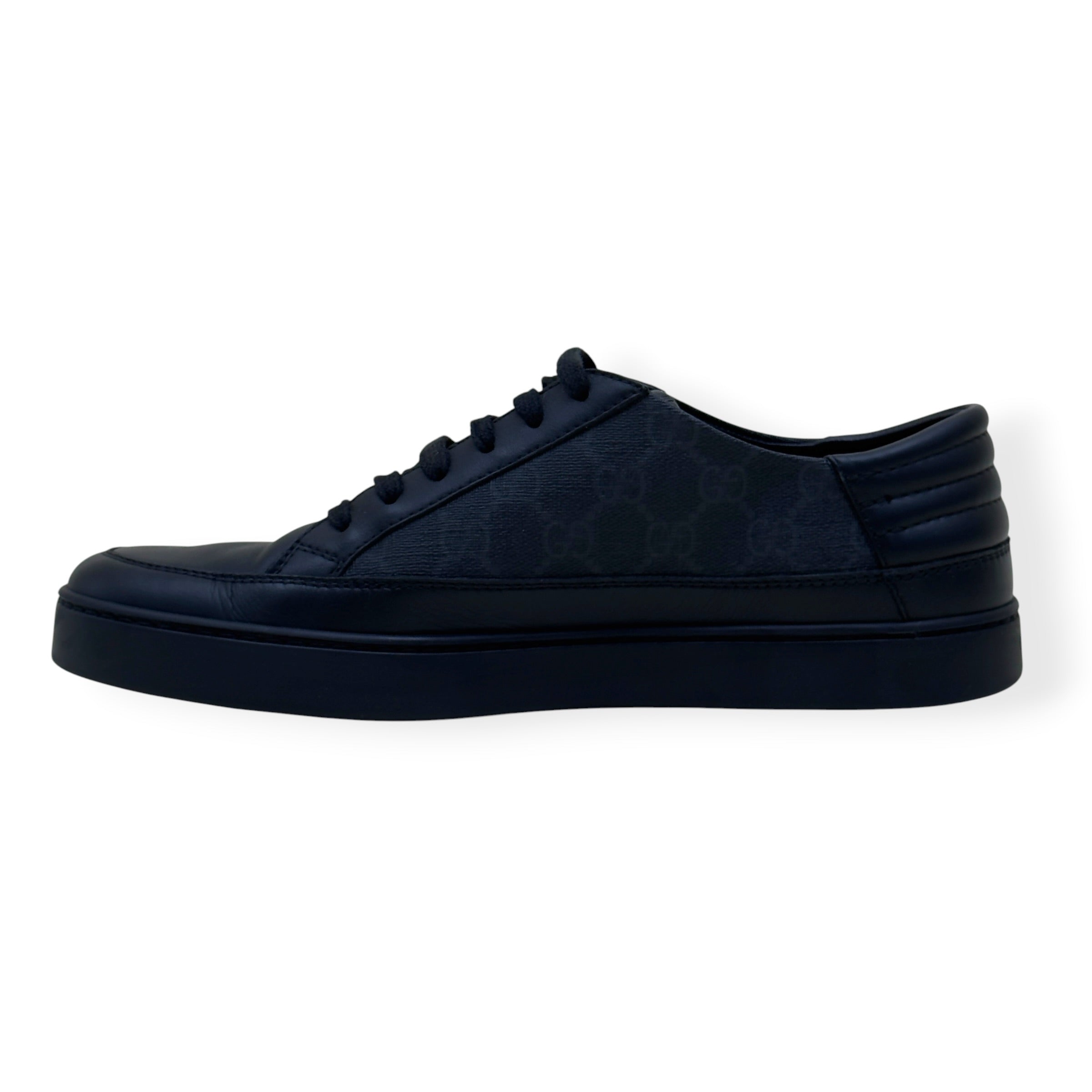 GUCCI SUPREME CANVAS LEATHER LOW-TOP SNEAKER BLACK UK8