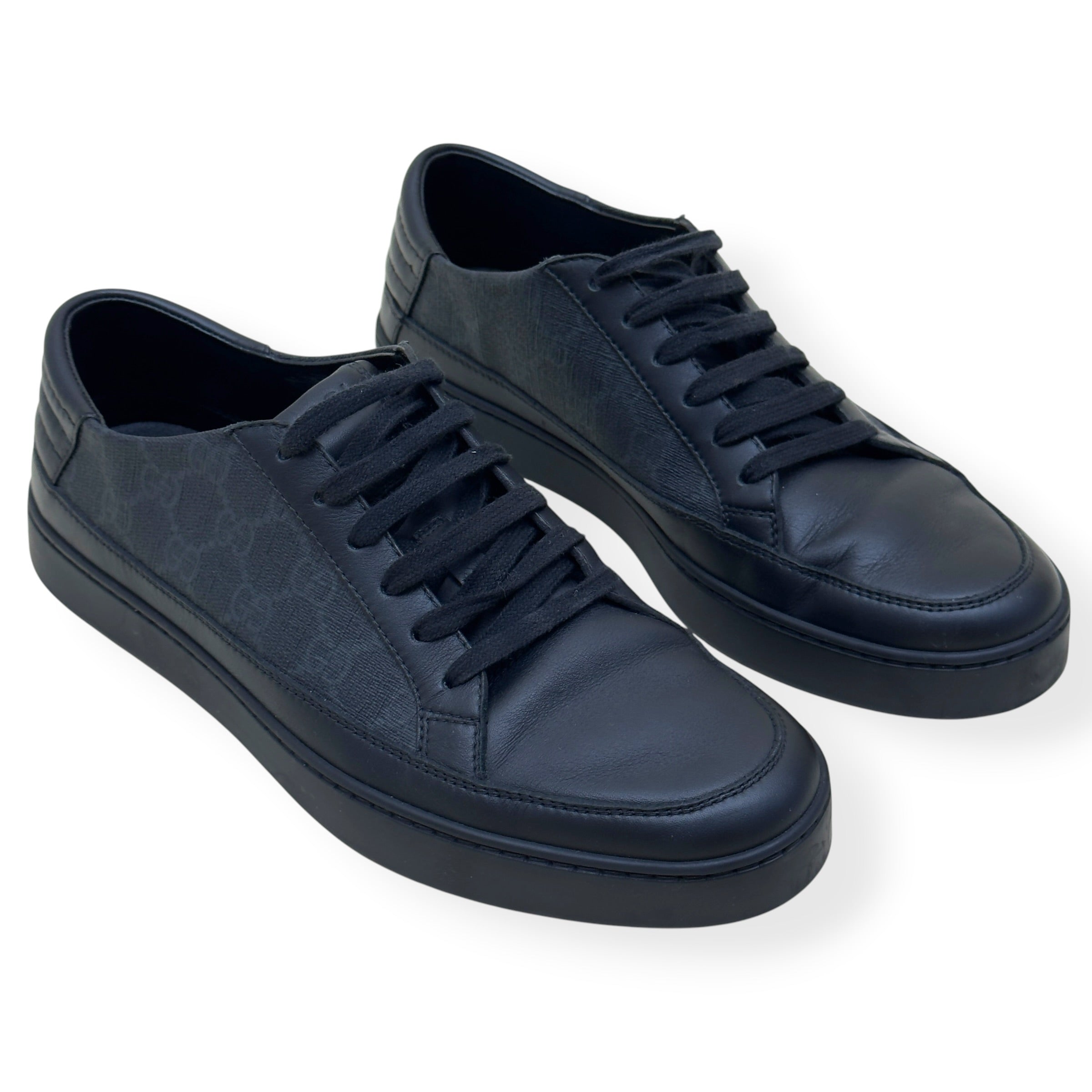 GUCCI SUPREME CANVAS LEATHER LOW-TOP SNEAKER BLACK UK8