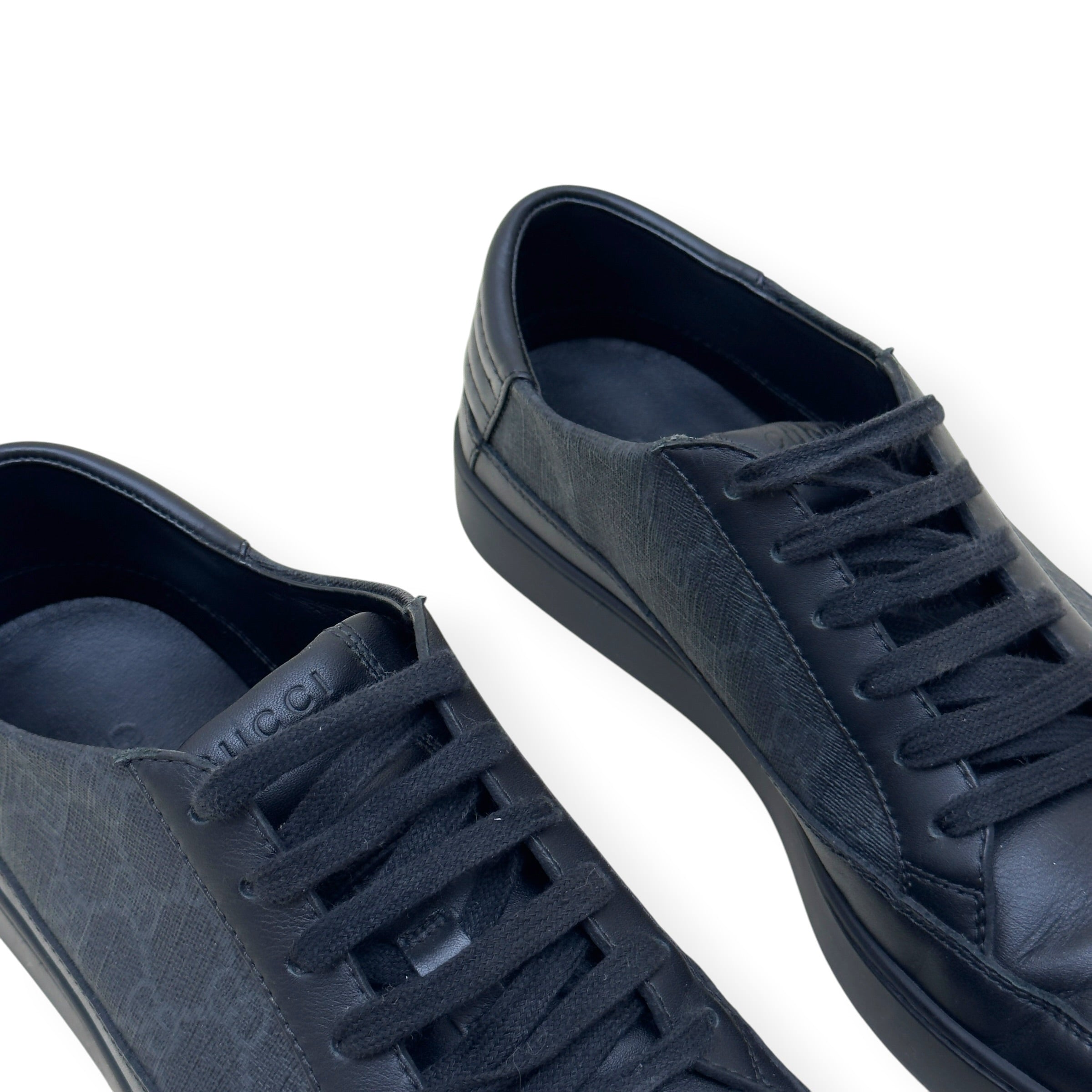 GUCCI SUPREME CANVAS LEATHER LOW-TOP SNEAKER BLACK UK8