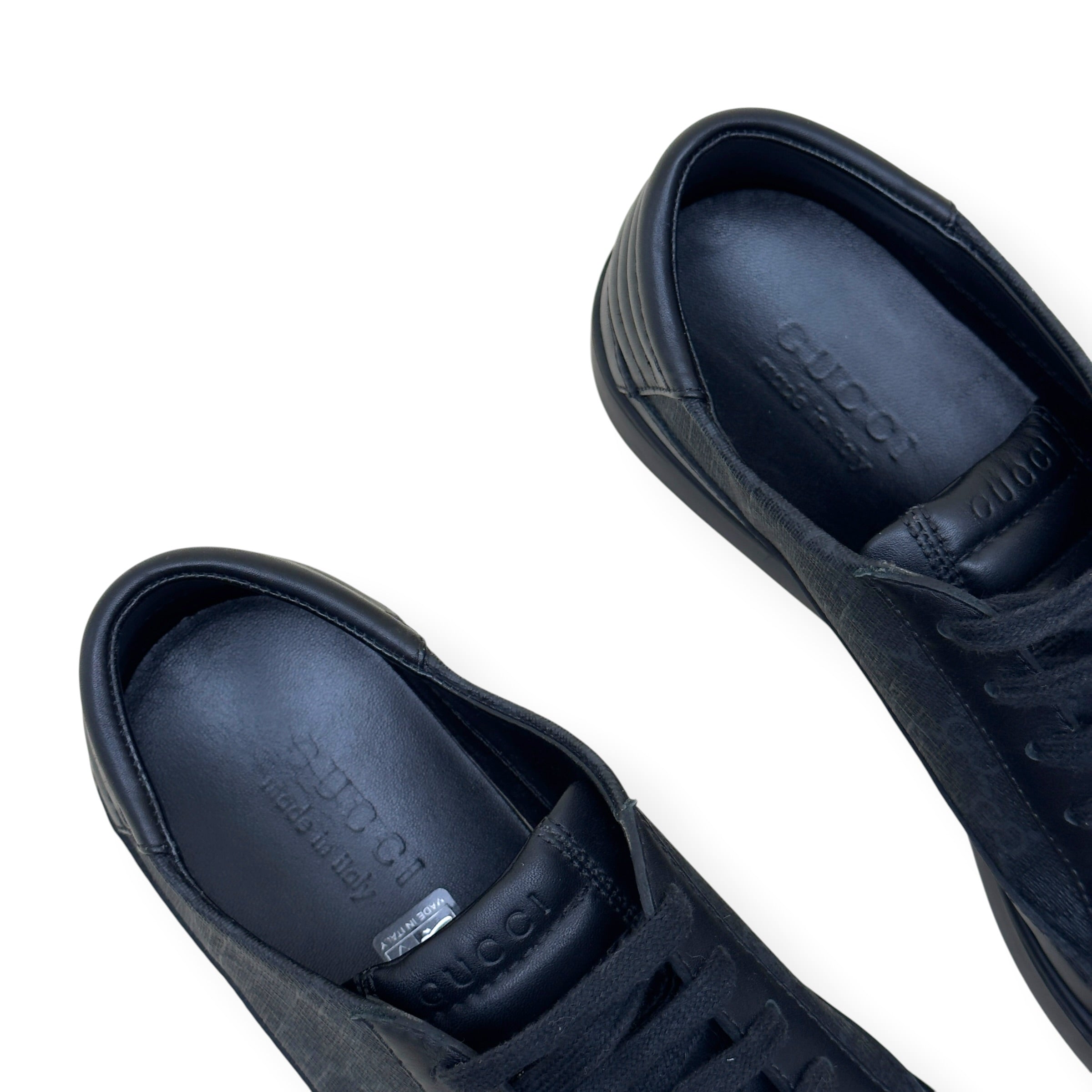 GUCCI SUPREME CANVAS LEATHER LOW-TOP SNEAKER BLACK UK8