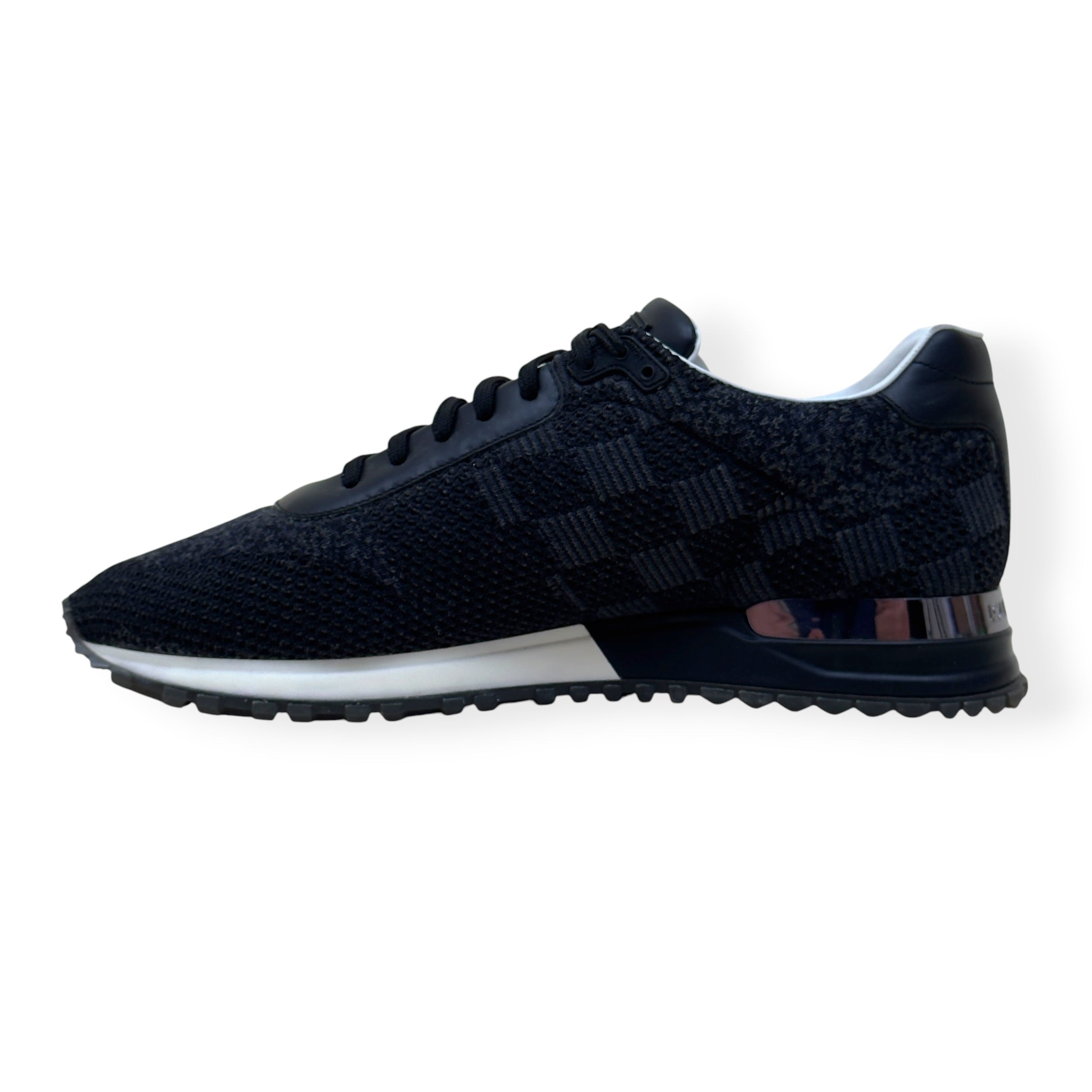 LOUIS VUITTON RUN AWAY DAMIER KNIT SNEAKER BLACK UK7