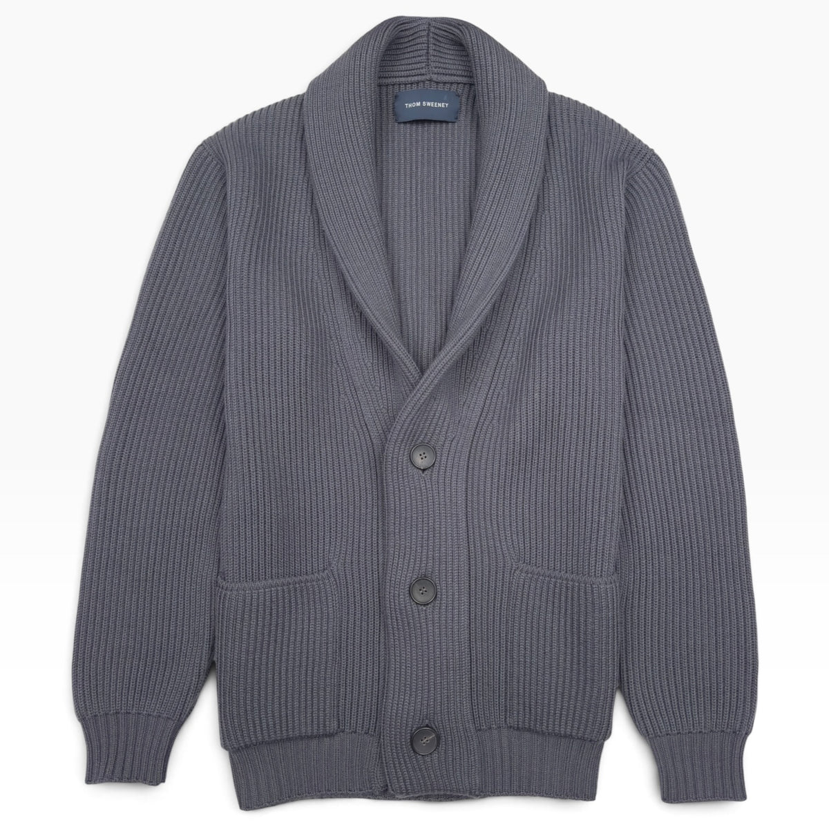 THOM SWEENEY MERINO SHAWL COLLAR CARDIGAN GREY L