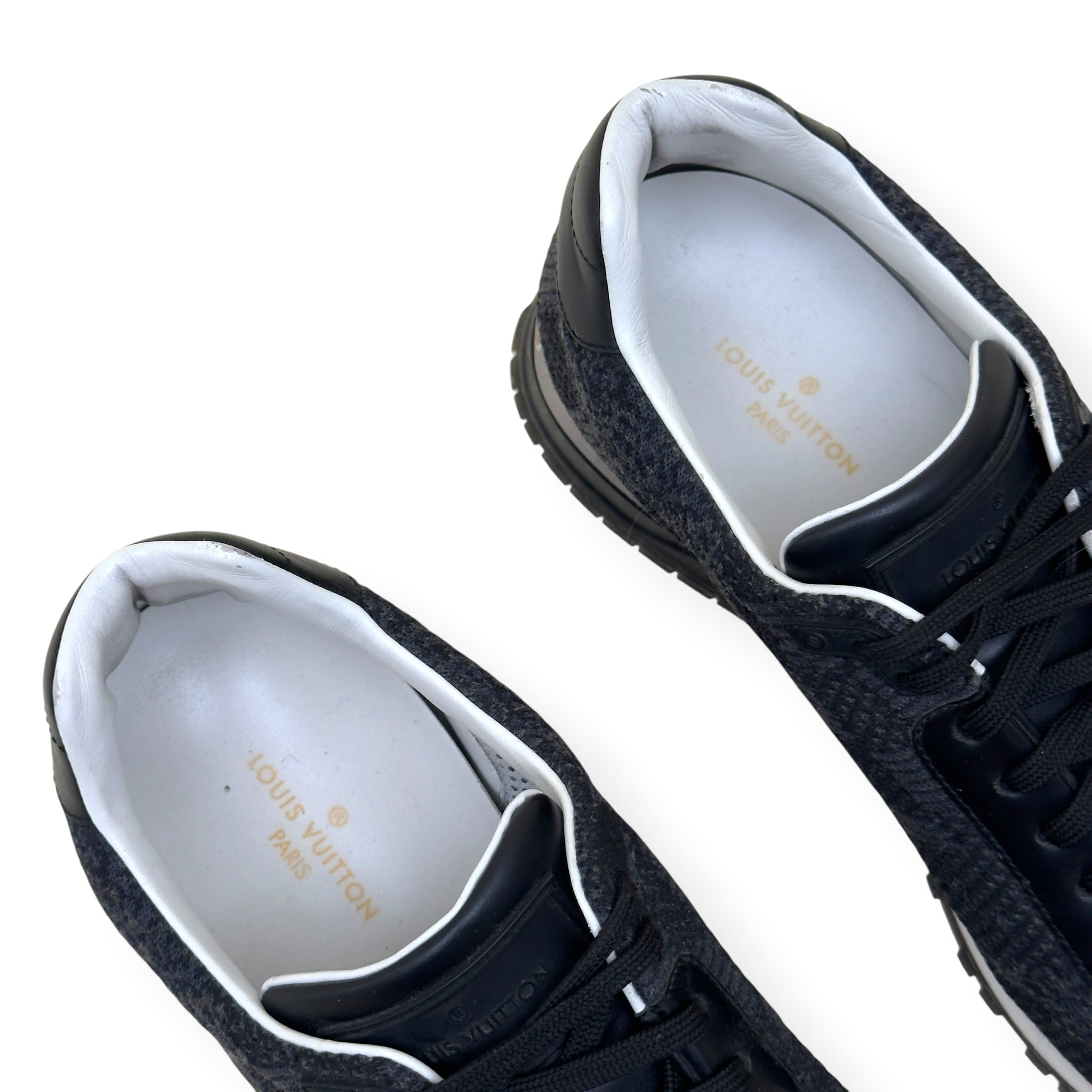 LOUIS VUITTON RUN AWAY DAMIER KNIT SNEAKER BLACK UK7