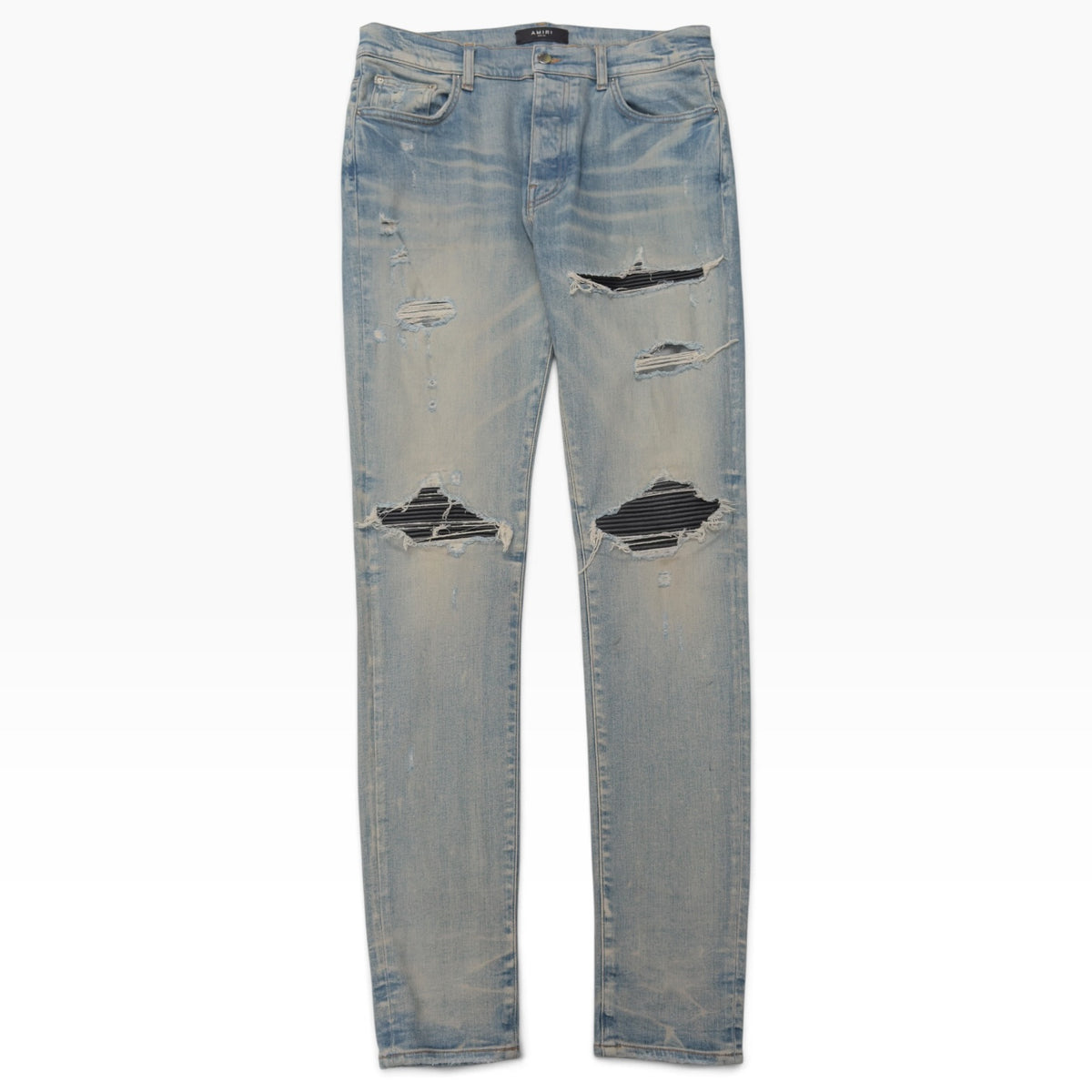 AMIRI MX1 LEATHER PATCH JEANS BLUE 33” / L