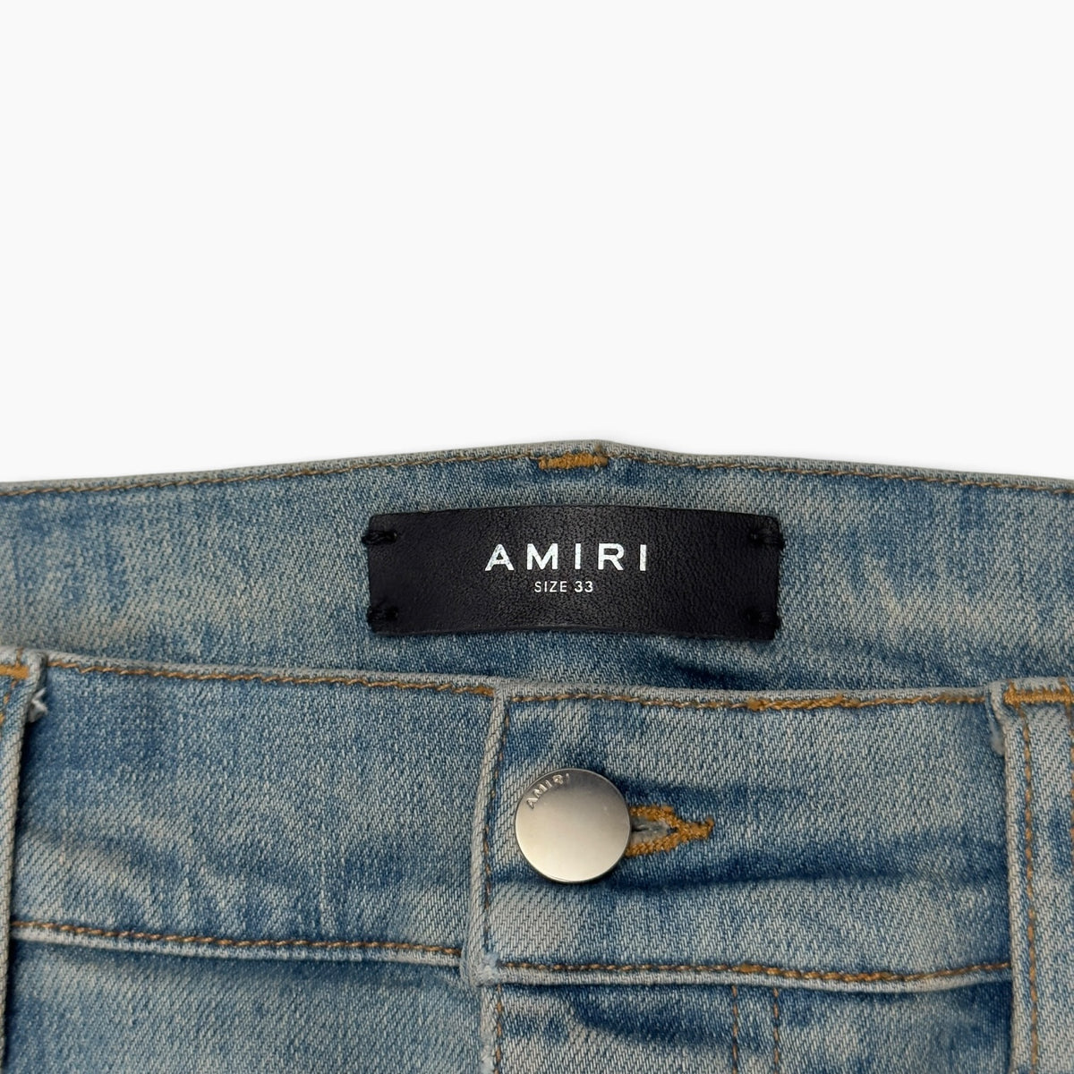 AMIRI MX1 LEATHER PATCH JEANS BLUE 33” / L