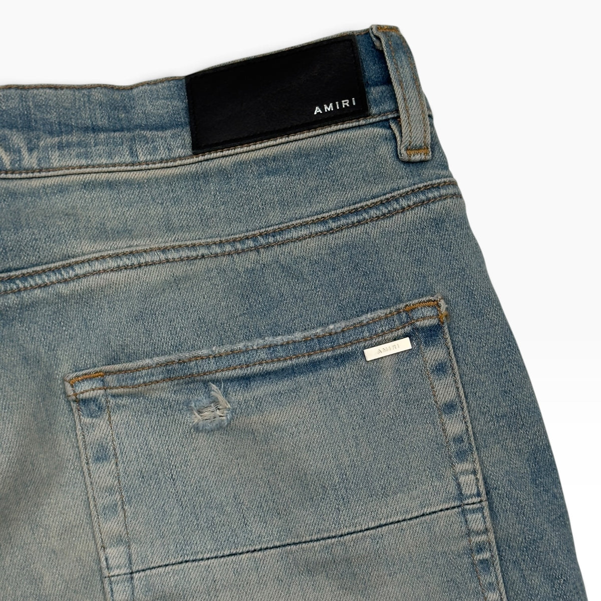 AMIRI MX1 LEATHER PATCH JEANS BLUE 33” / L