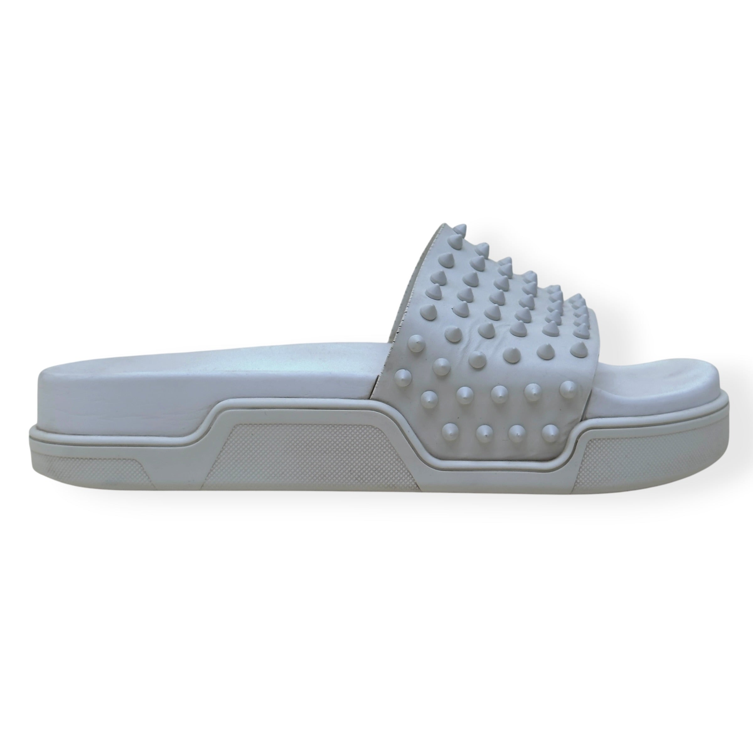 CHRISTIAN LOUBOUTIN POOL FUN SPIKES SLIDE WHITE 42 / UK8
