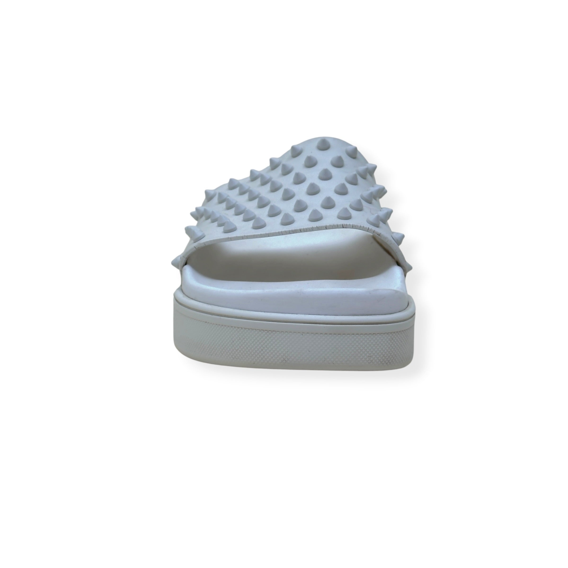CHRISTIAN LOUBOUTIN POOL FUN SPIKES SLIDE WHITE 42 / UK8