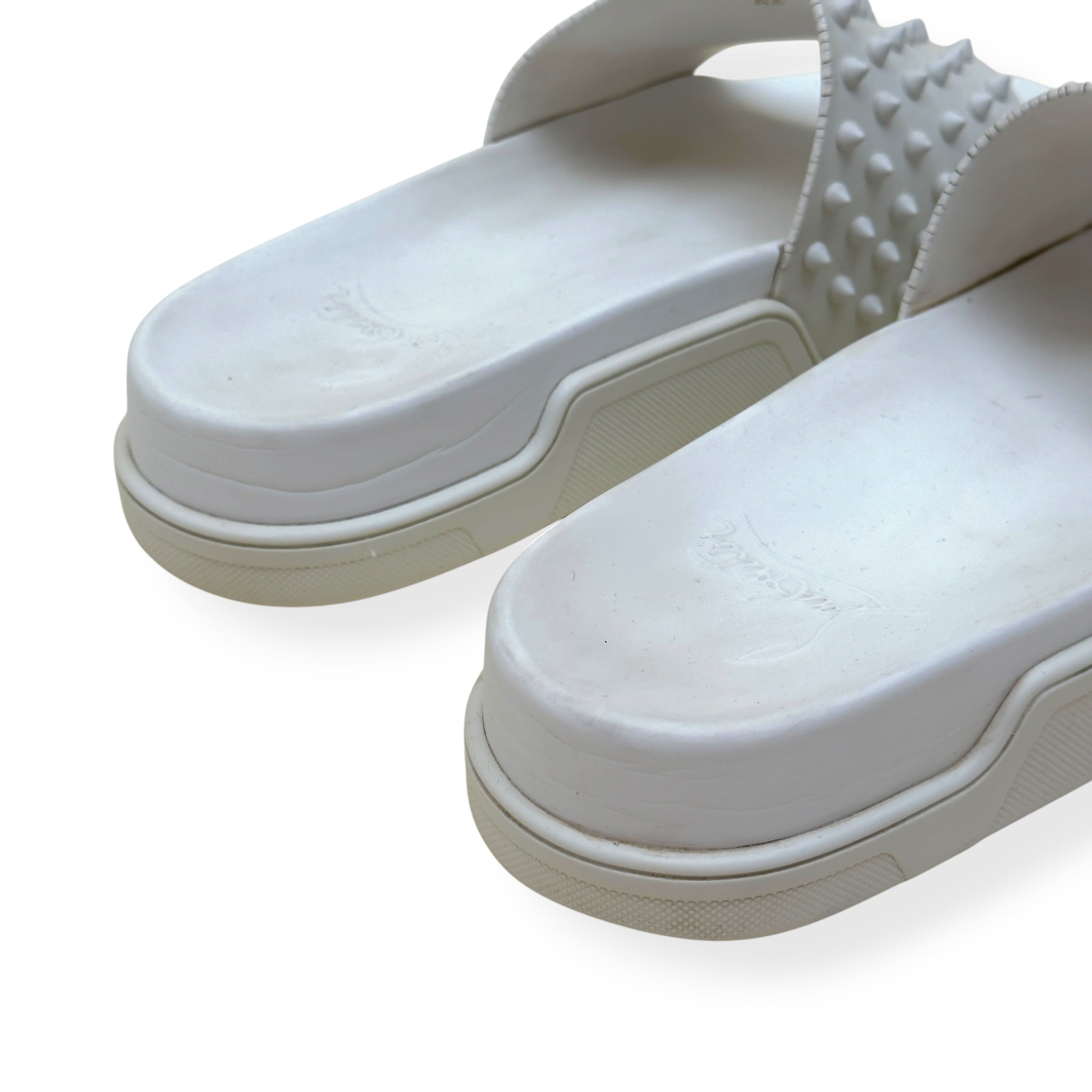 CHRISTIAN LOUBOUTIN POOL FUN SPIKES SLIDE WHITE 42 / UK8