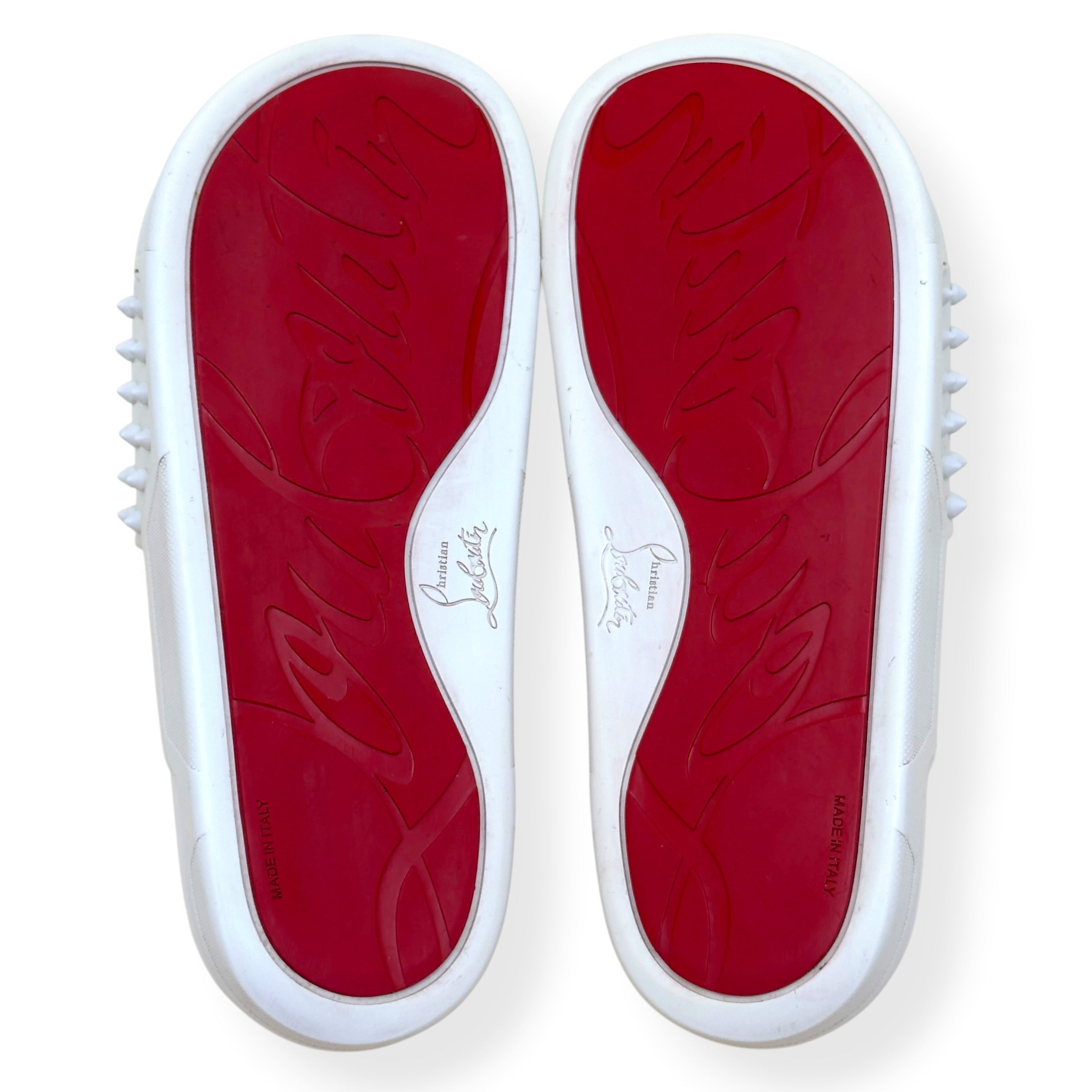 CHRISTIAN LOUBOUTIN POOL FUN SPIKES SLIDE WHITE 42 / UK8