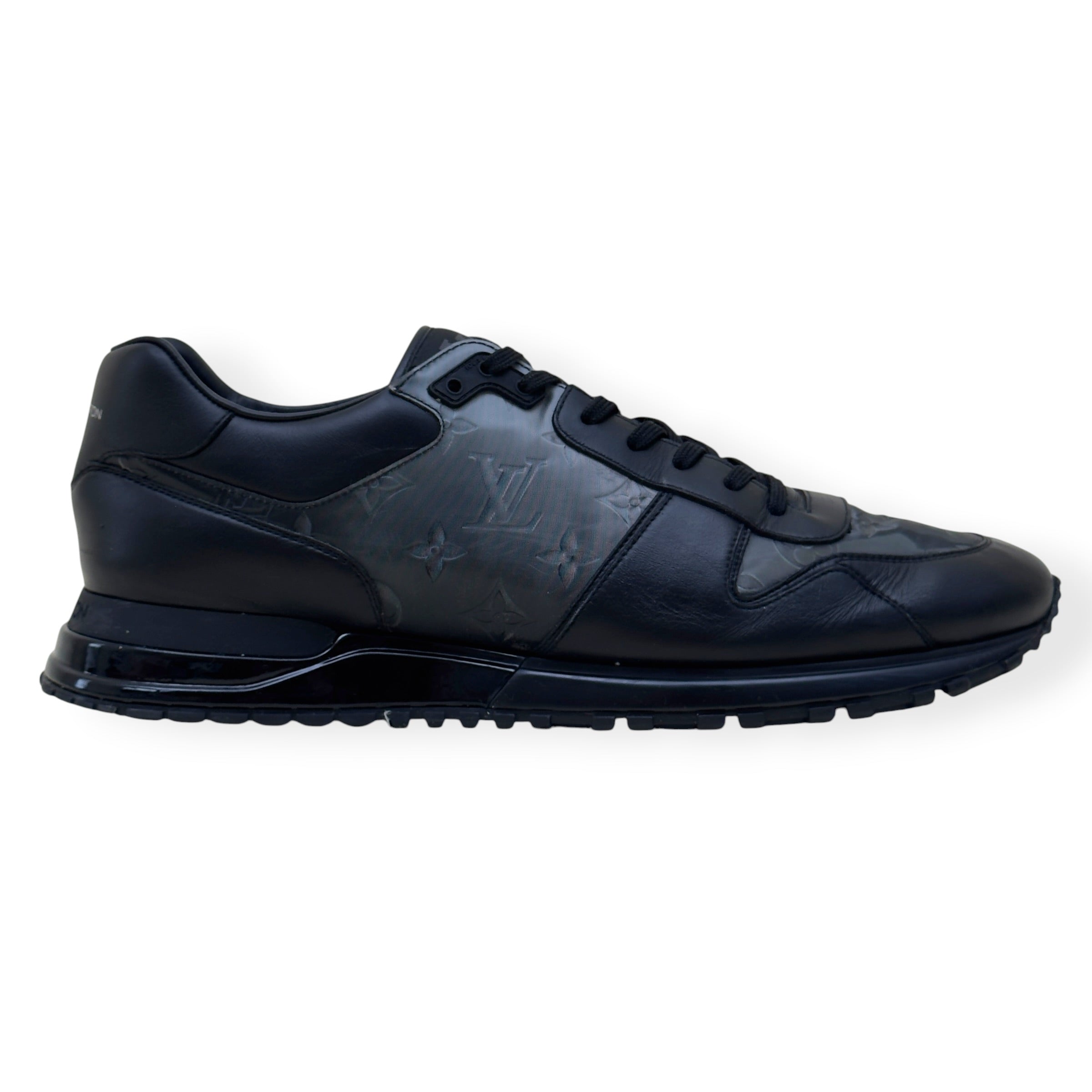 LOUIS VUITTON RUN AWAY MONOGRAM GLAZE SNEAKER BLACK UK11