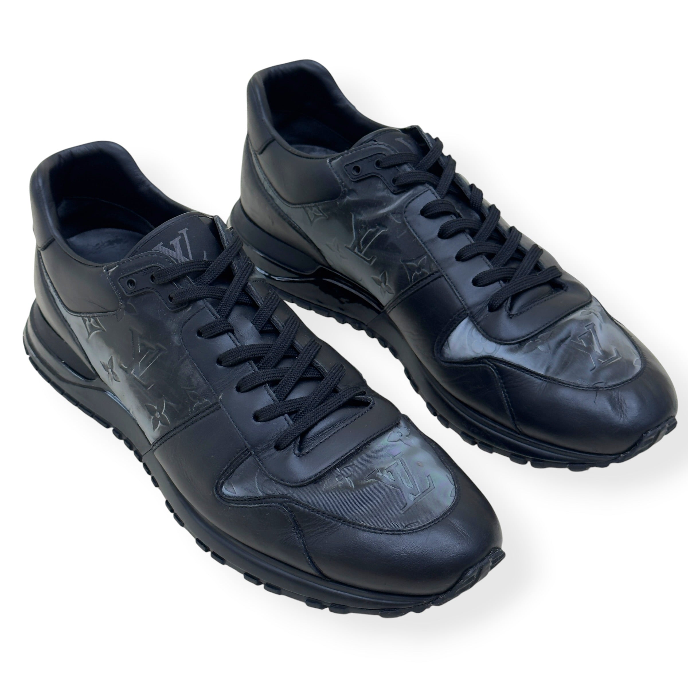 LOUIS VUITTON RUN AWAY MONOGRAM GLAZE SNEAKER BLACK UK11