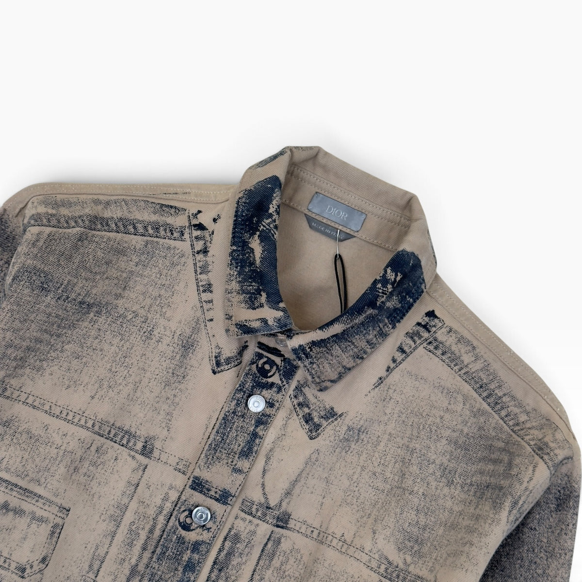 DIOR ACID WASH LOGO PRINTED OVERSHIRT BEIGE 40 / M