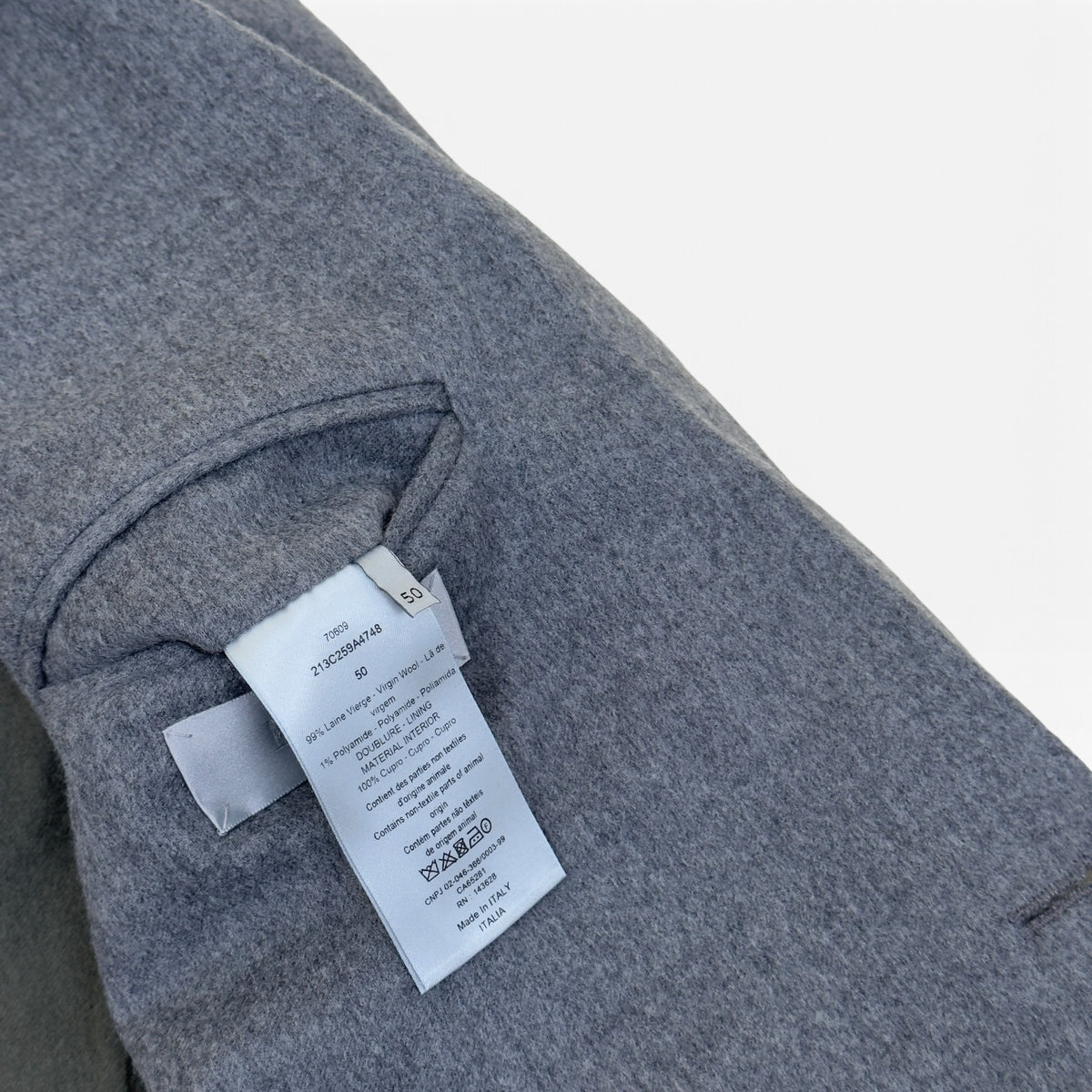 DIOR SINGLE BREASTED WOOL BLAZER GREY 50 / L
