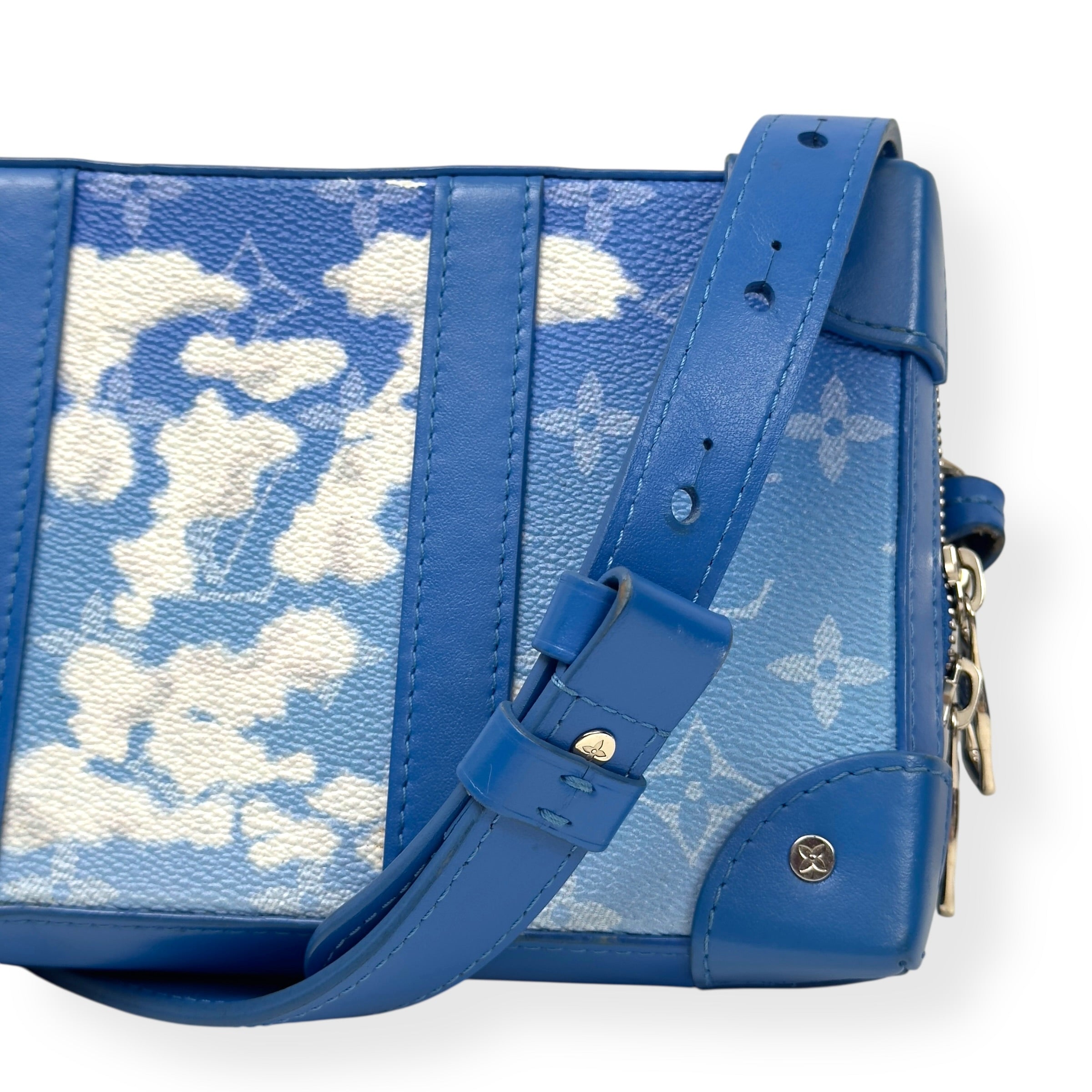 LOUIS VUITTON MONOGRAM CLOUDS SOFT TRUNK WALLET SHOULDER BAG BLUE / WHITE S