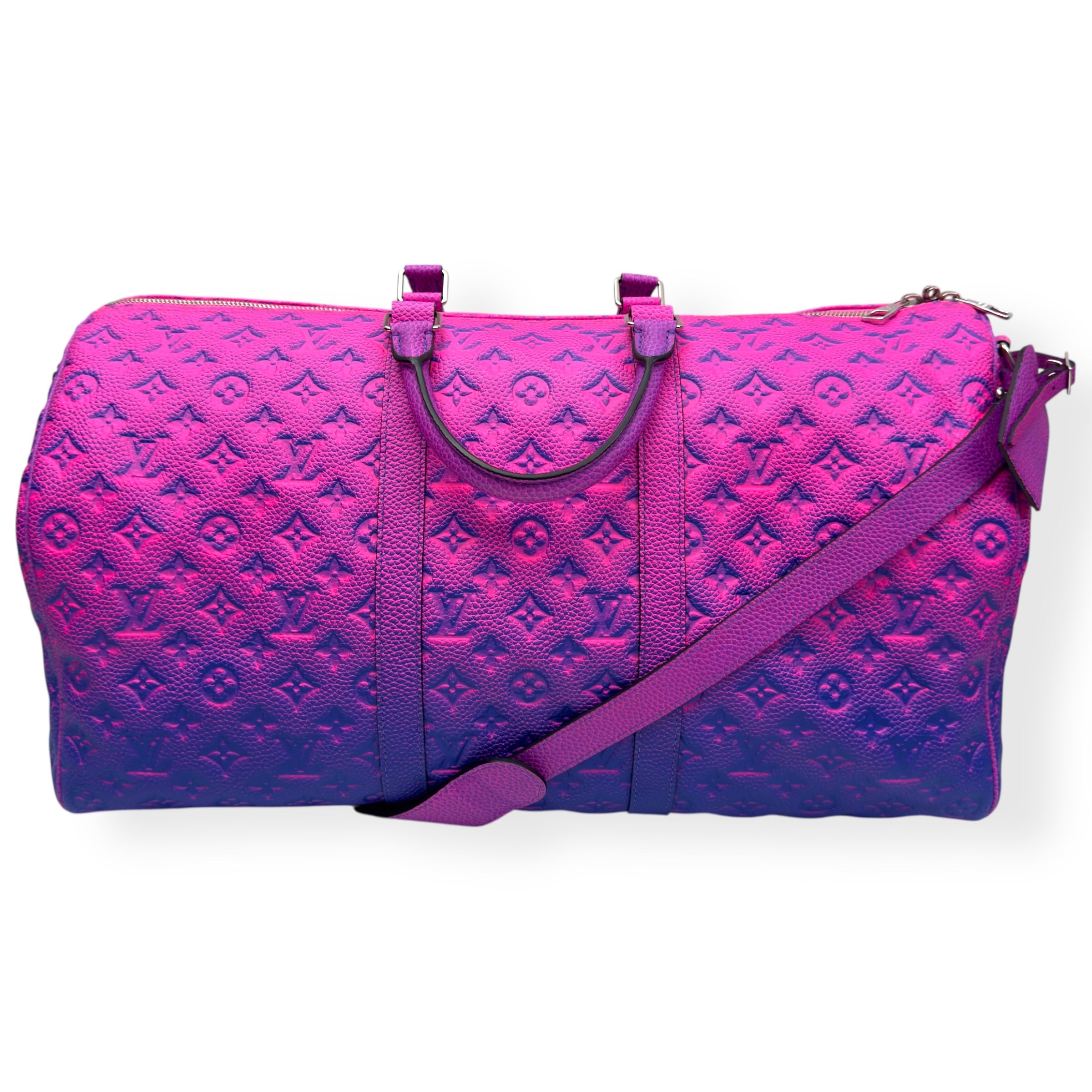 Louis Vuitton Keepall Bandoulière Taurillon Illusion Bag Pink Blue - Pre-Loved | Wylist