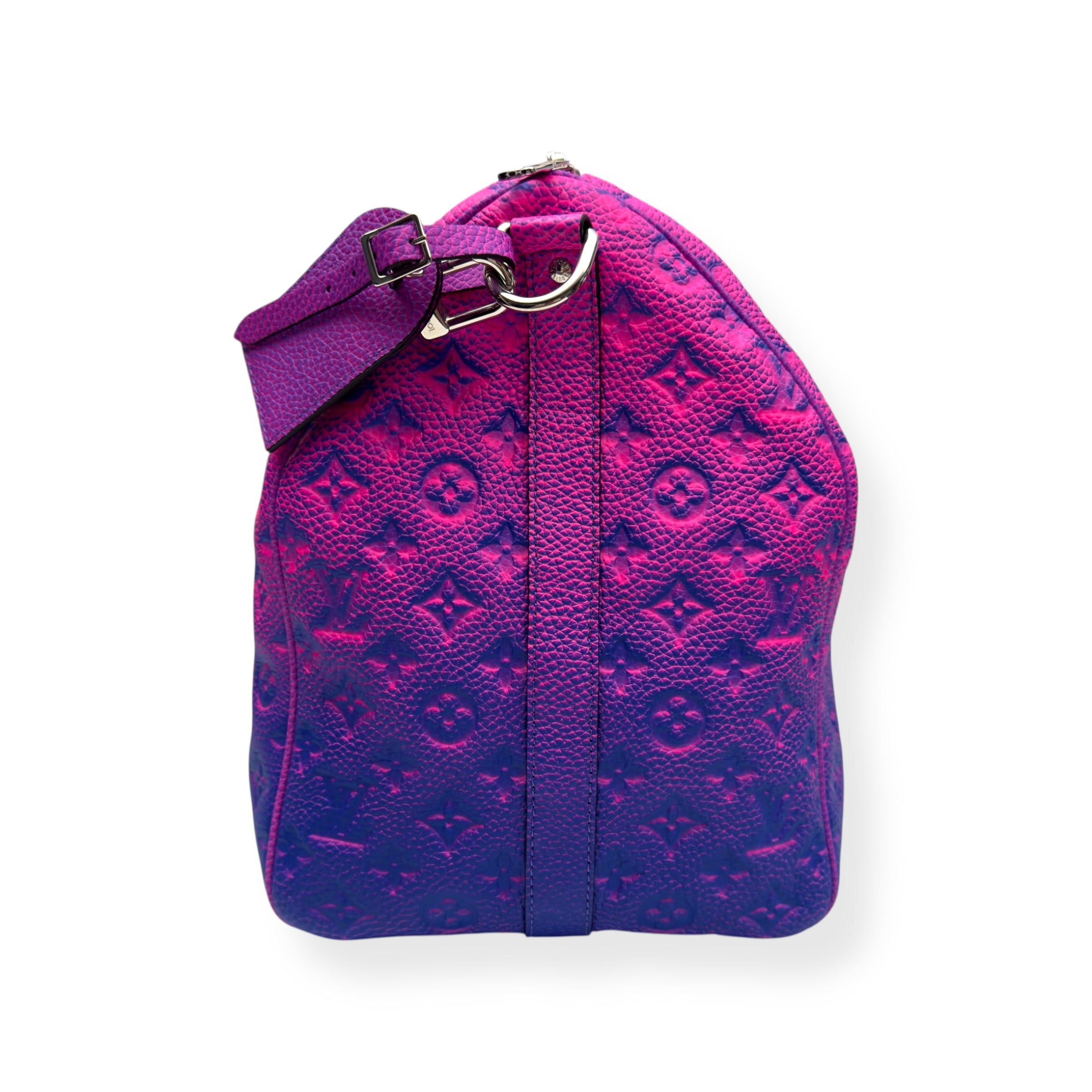 LOUIS VUITTON KEEPALL BANDOULIÈRE TAURILLON ILLUSION BAG PINK / BLUE 50B