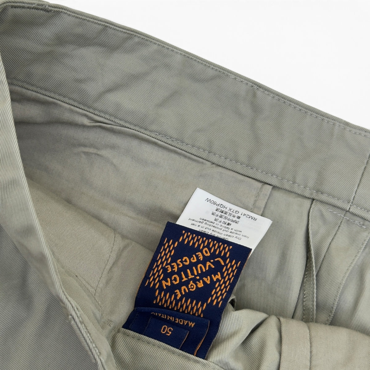 LOUIS VUITTON MARQUE L.VUITTON DEPOSEE CARGO TROUSERS SAGE GREEN 50 / M