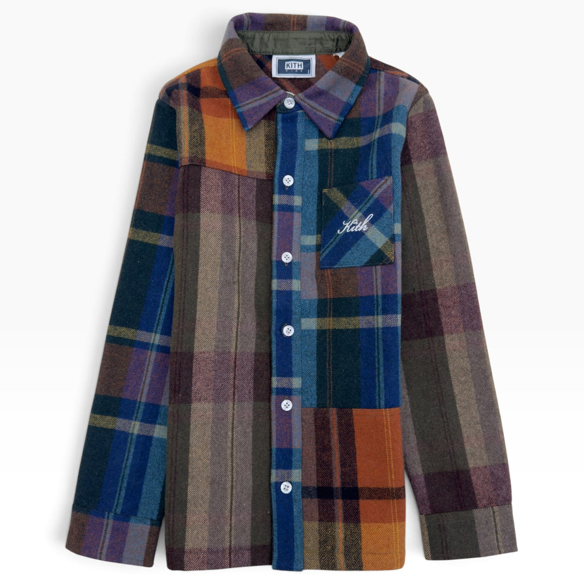 KITH KIDS PATCHWORK PLAID FLANNEL SHIRT MULTICLOURED 8/9Y