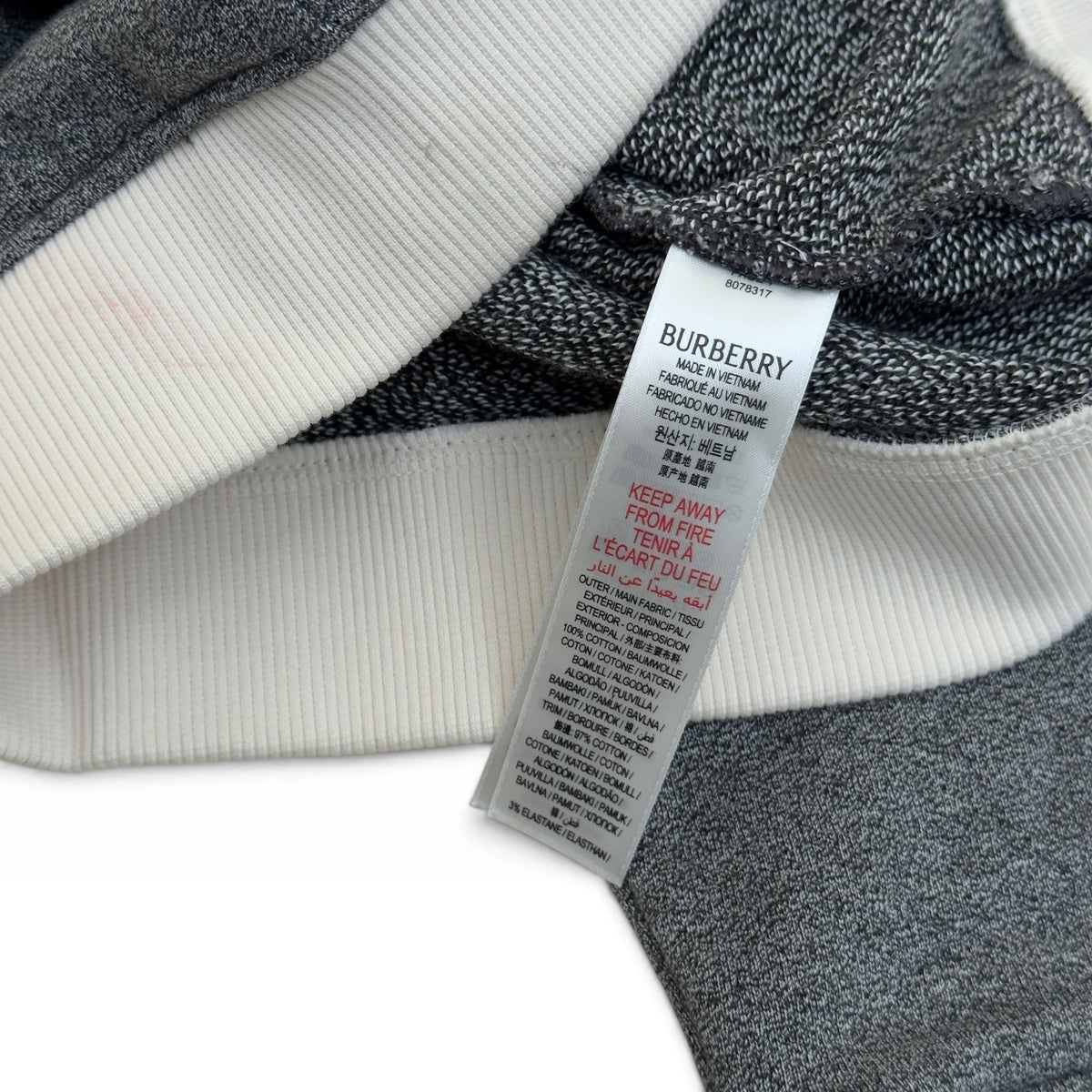 BURBERRY ZIP-UP HOODIE GREY / WHITE 8Y