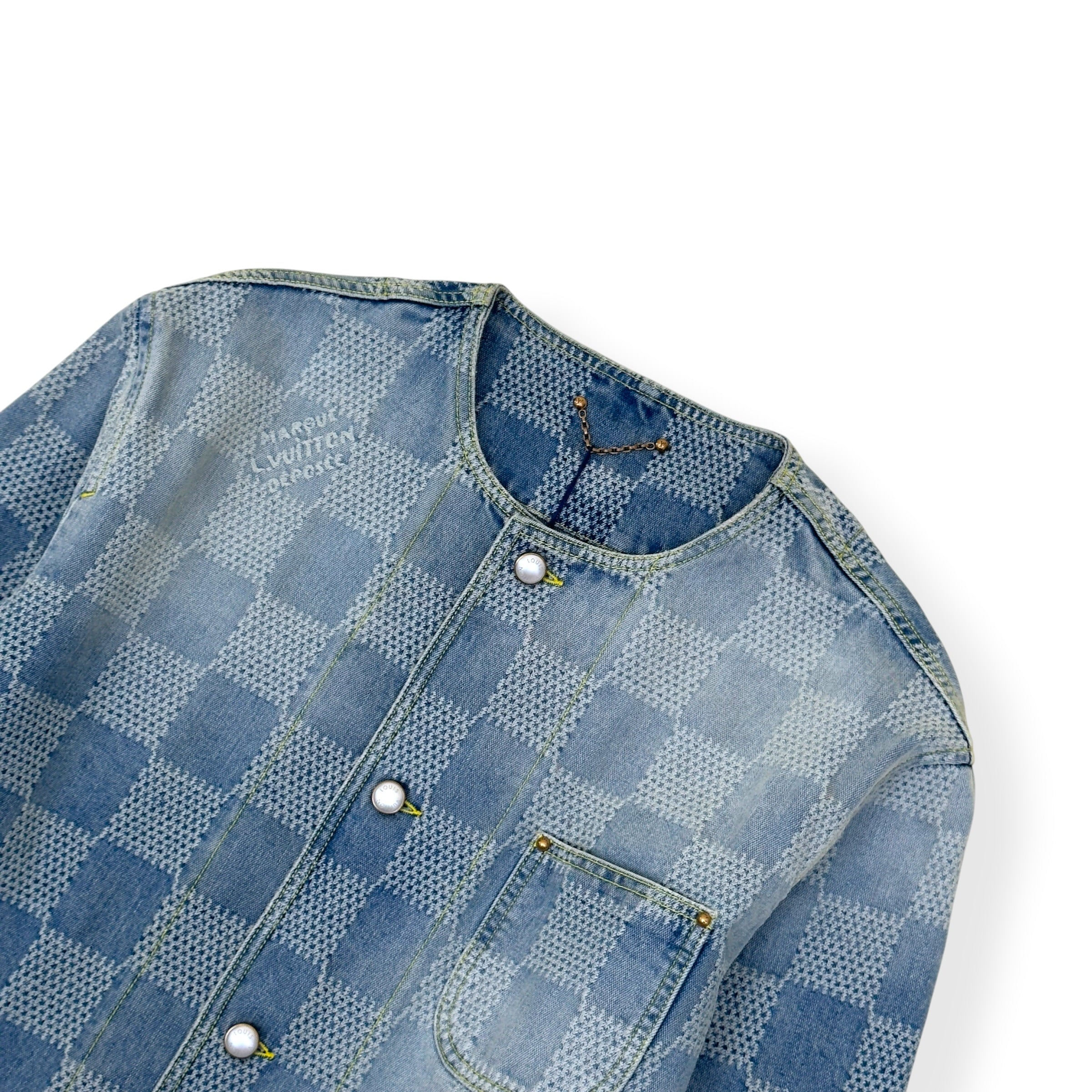 LOUIS VUITTON DAMIER DENIM 3D CHIC JACKET INDIGO BLUE 54 / XL