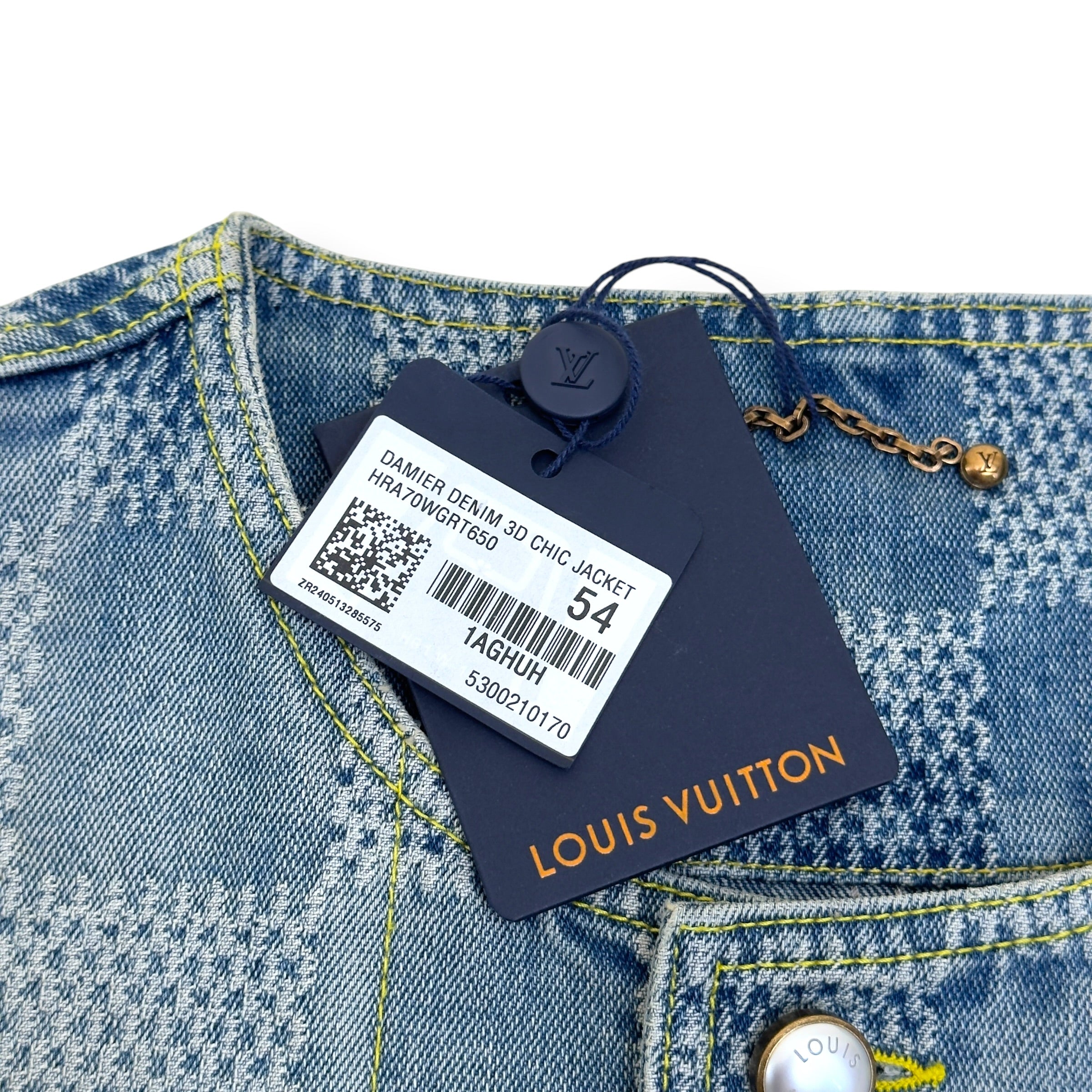 LOUIS VUITTON DAMIER DENIM 3D CHIC JACKET INDIGO BLUE 54 / XL