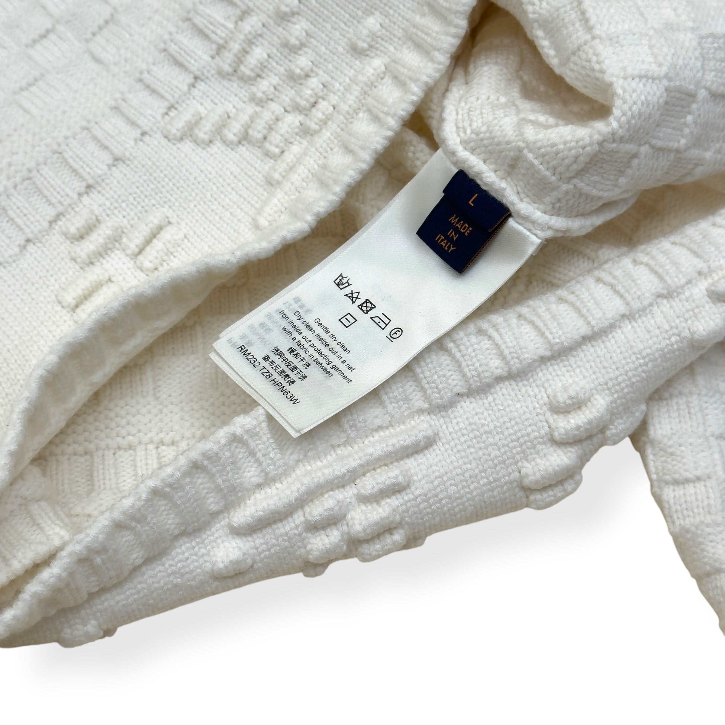 LOUIS VUITTON DAMIER POLO SWEATER WHITE L