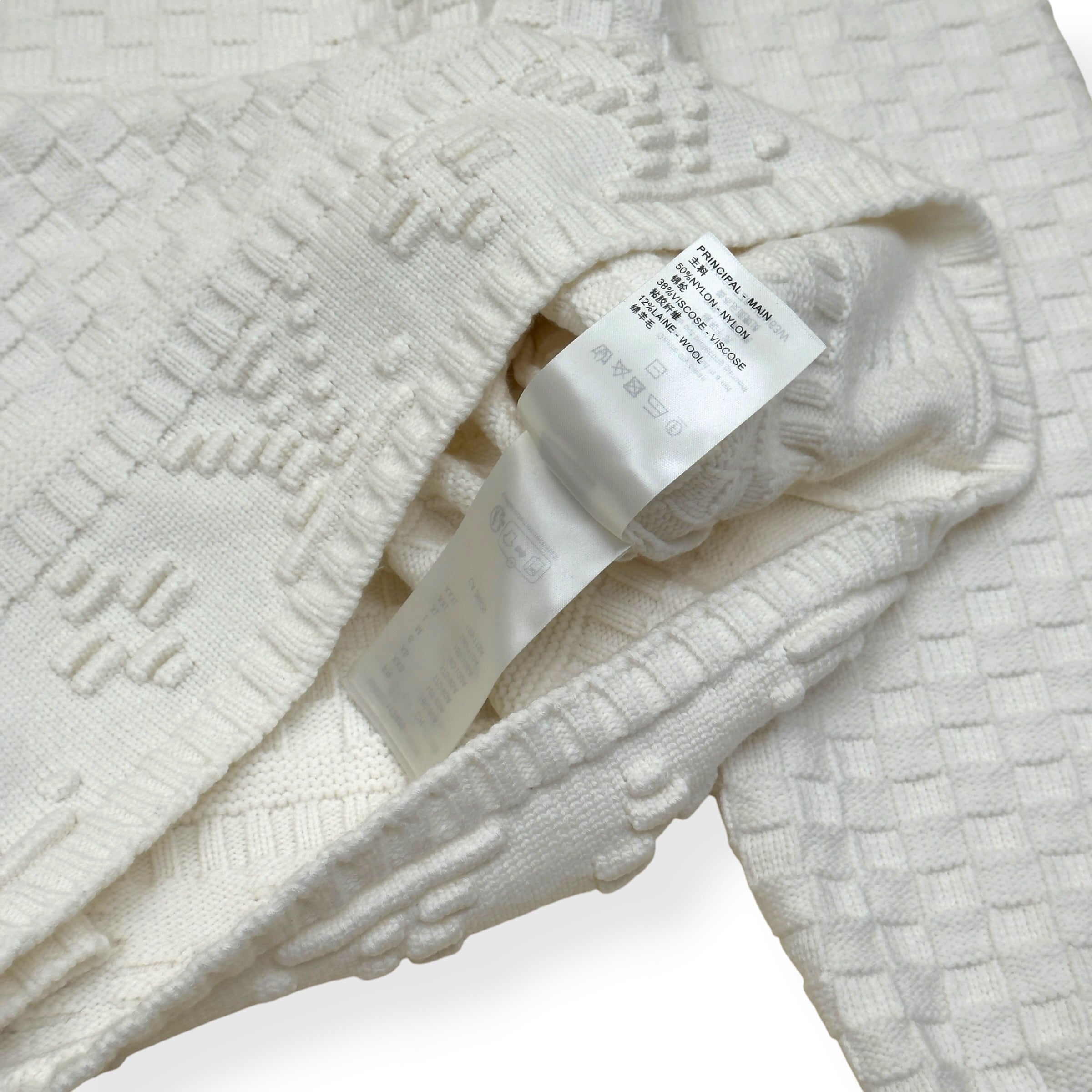 LOUIS VUITTON DAMIER POLO SWEATER WHITE L