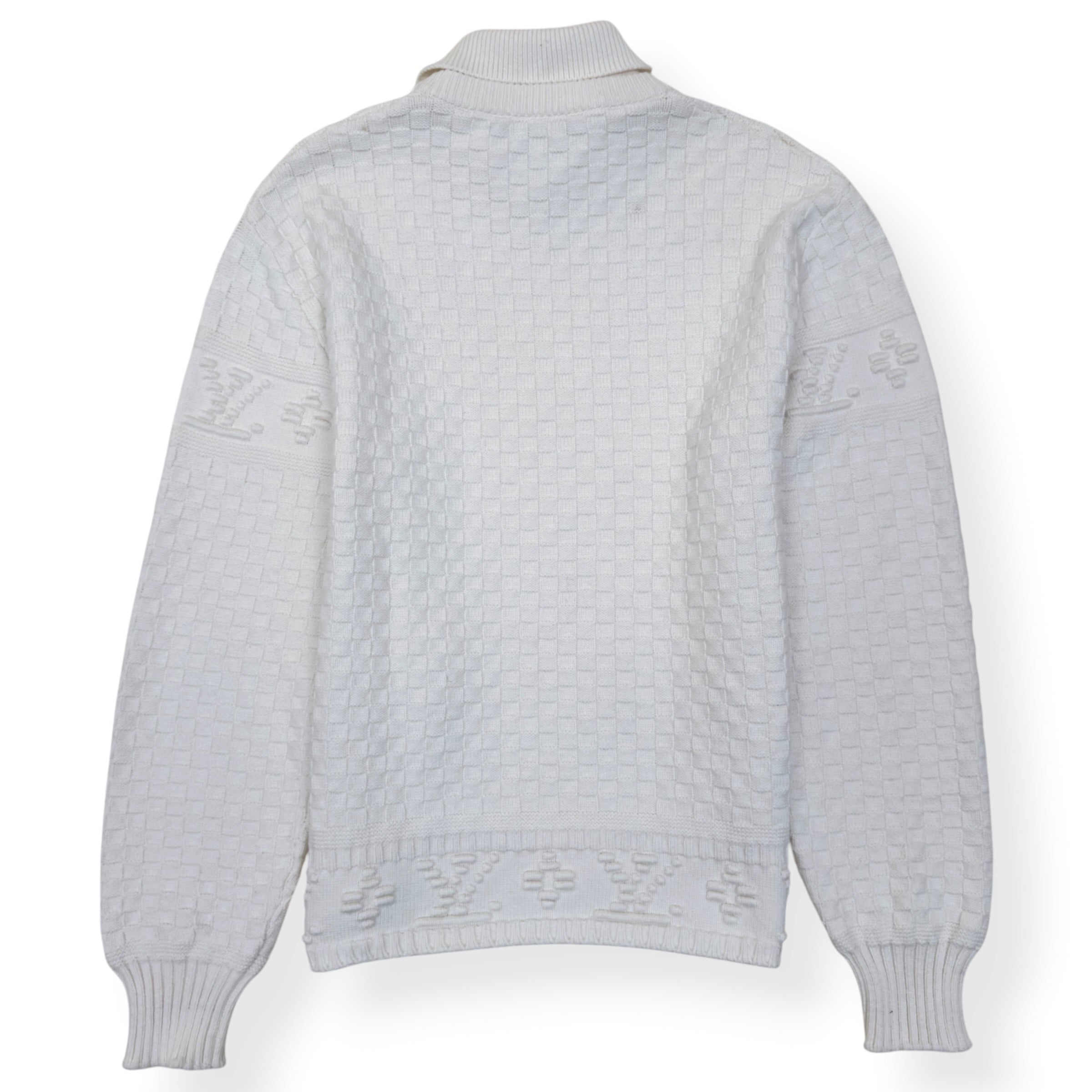 LOUIS VUITTON DAMIER POLO SWEATER WHITE L