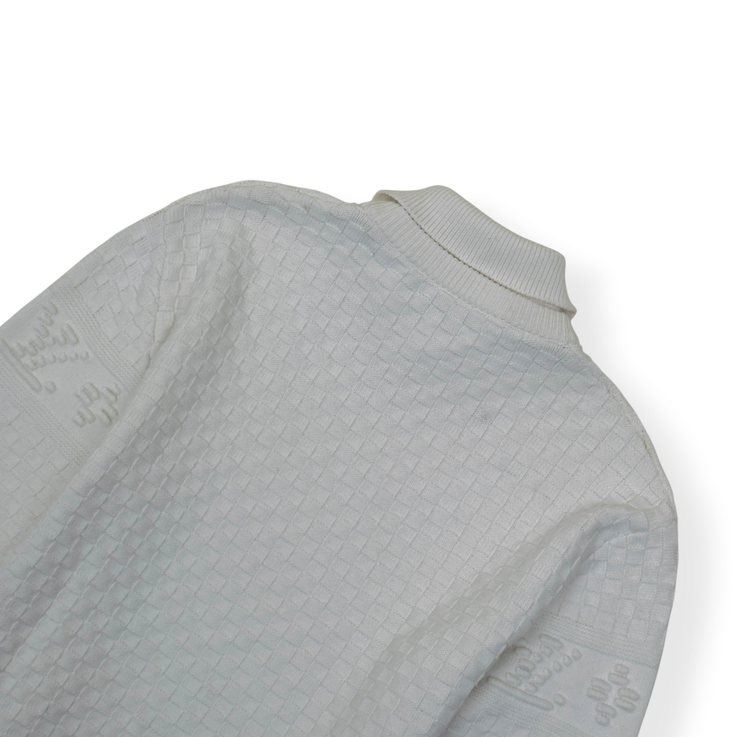 LOUIS VUITTON DAMIER POLO SWEATER WHITE L