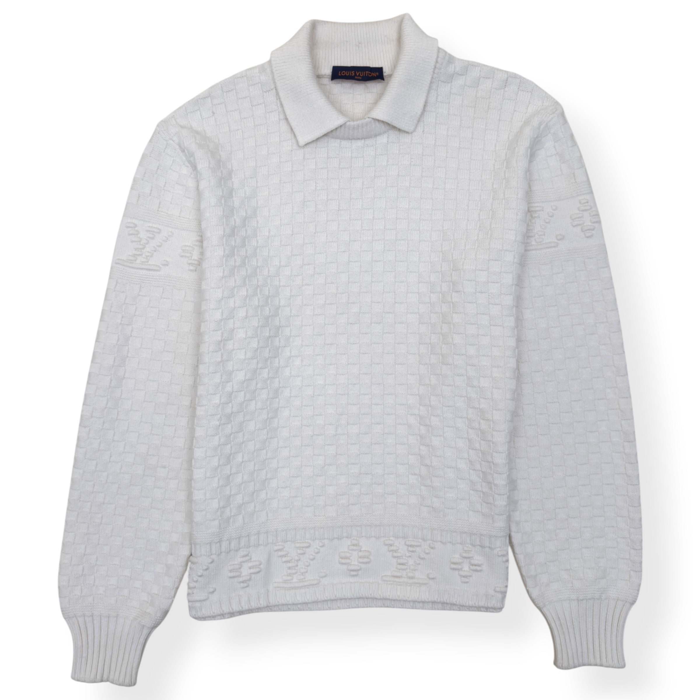 LOUIS VUITTON DAMIER POLO SWEATER WHITE XL