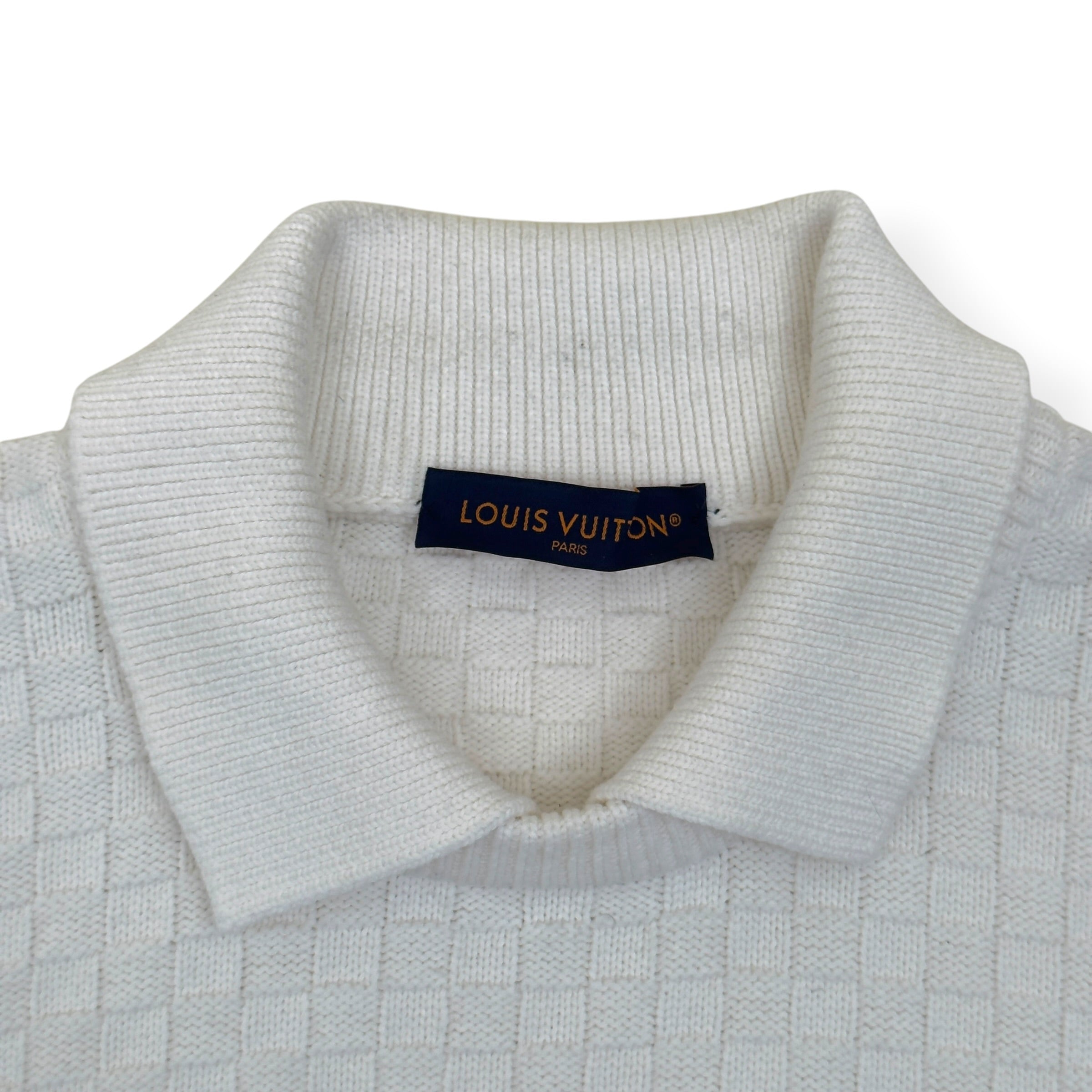 LOUIS VUITTON DAMIER POLO SWEATER WHITE XL