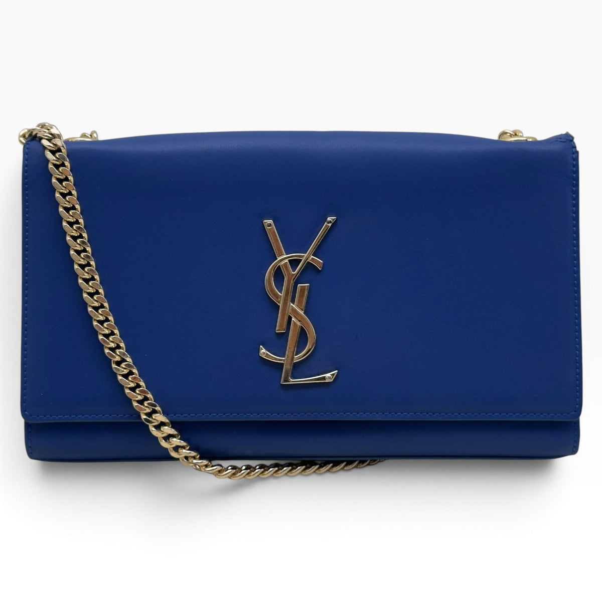 SAINT LAURENT YSL KATE CHAIN SHOULDER BAG ROYAL BLUE / GOLD M