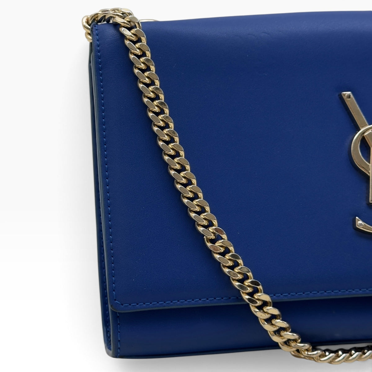 SAINT LAURENT YSL KATE CHAIN SHOULDER BAG ROYAL BLUE / GOLD M
